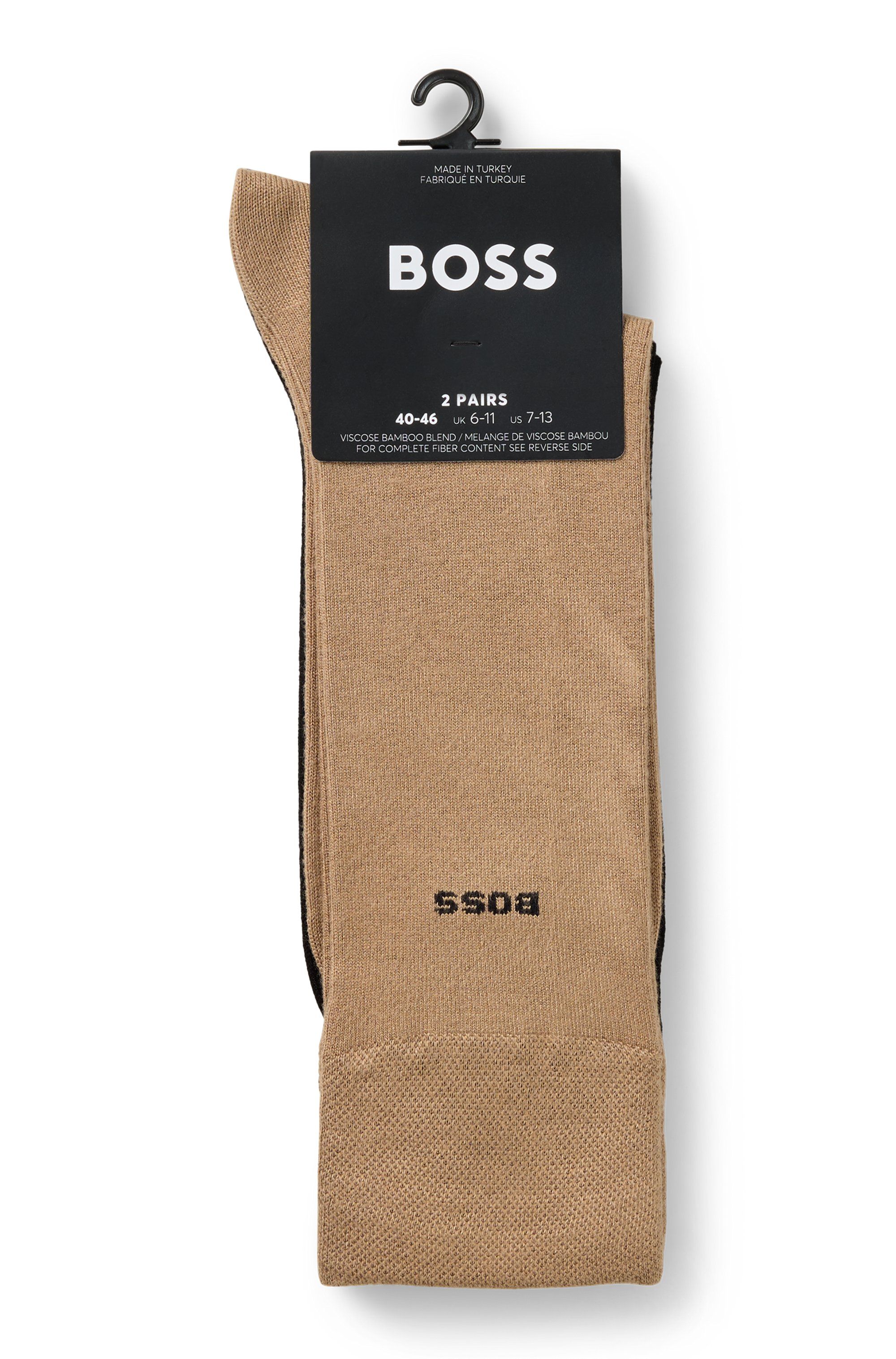 Dvojbalení ponožek z bambusové směsi standardní délky - Medium Beige