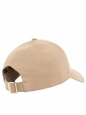 Lněná čepice s vyšívaným logem - Light Beige