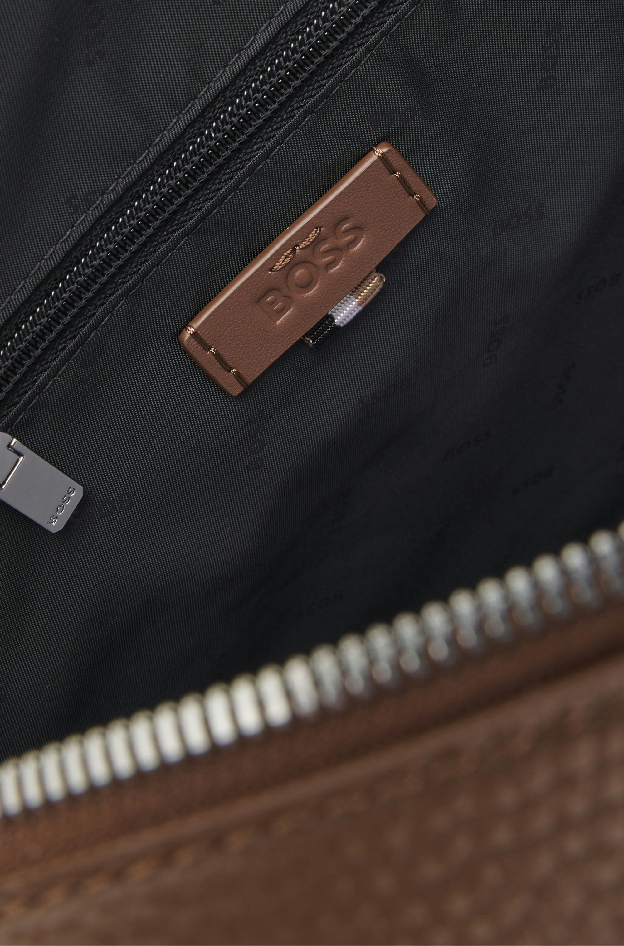 Taška na dokumenty z italské kůže se stříbrným lemováním - Medium Brown