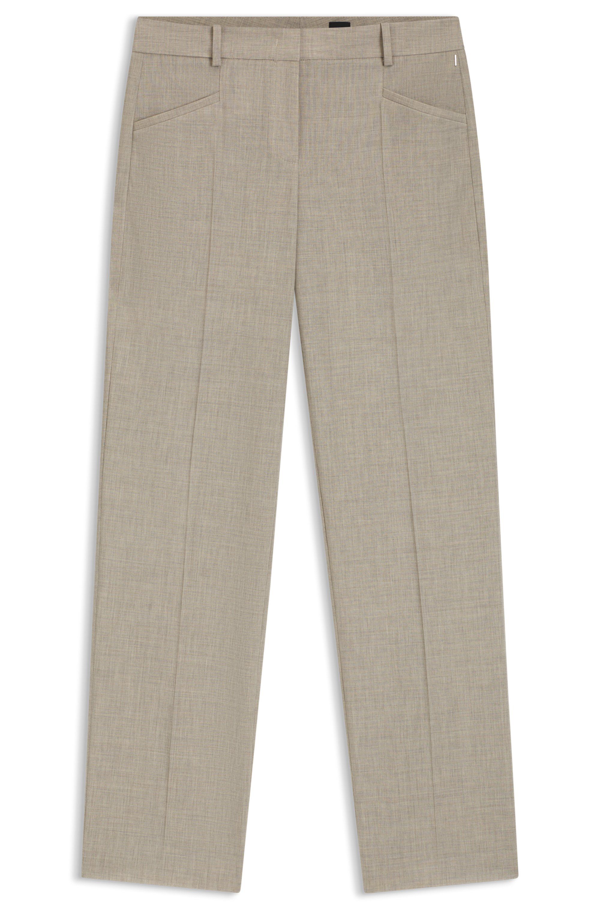 Kalhoty volného střihu z mělanžové panenské vlny - Light Beige