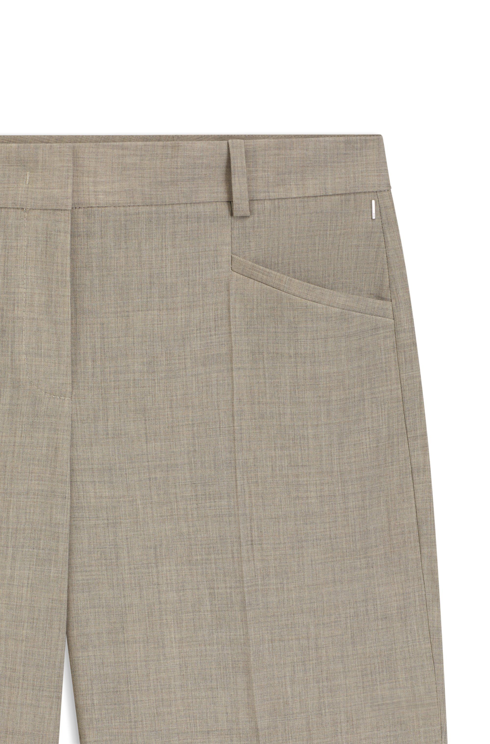 Kalhoty volného střihu z mělanžové panenské vlny - Light Beige