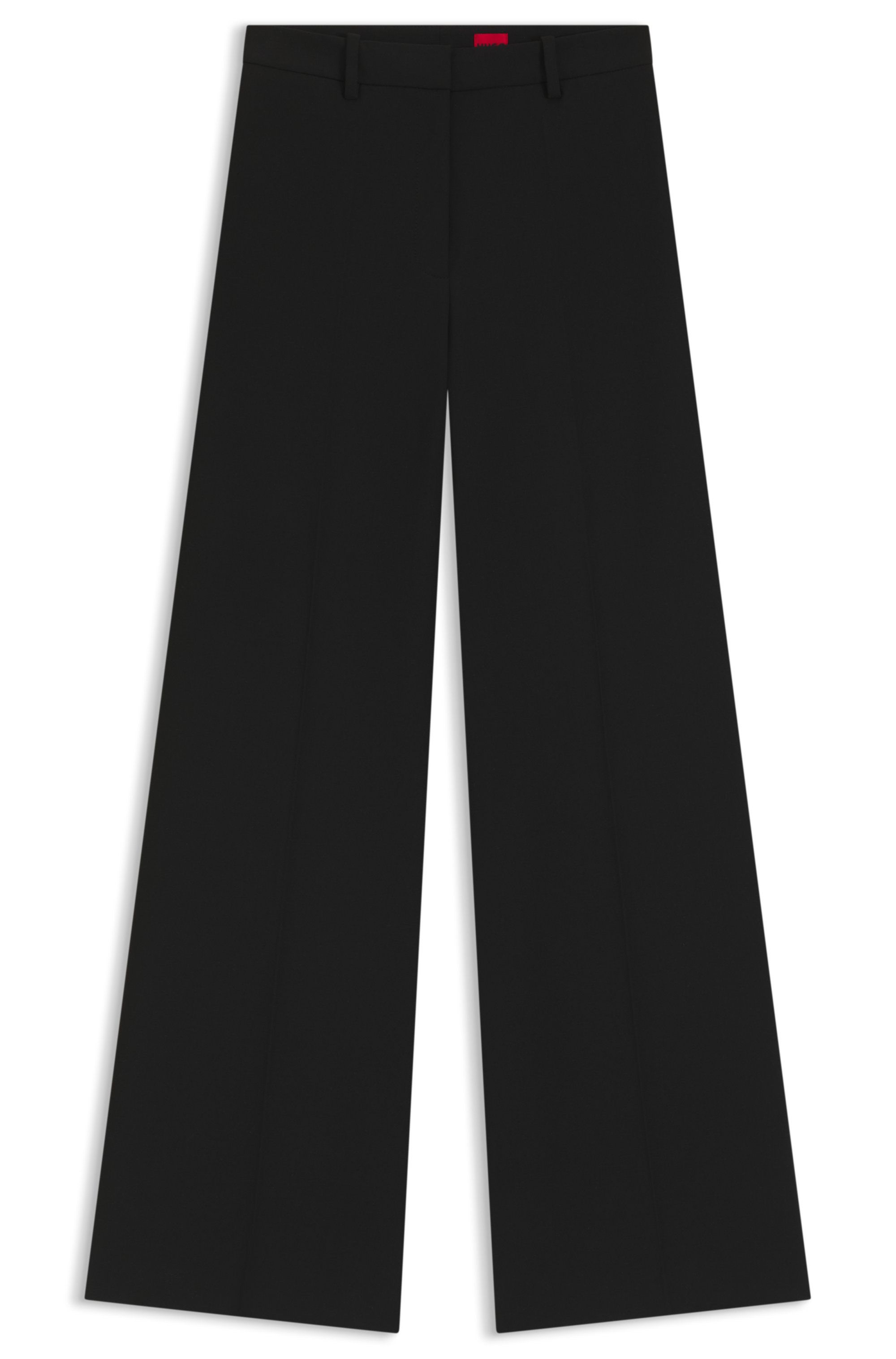 Regular fit kalhoty ze strečové látky s rozšířenou nohavicí - Black