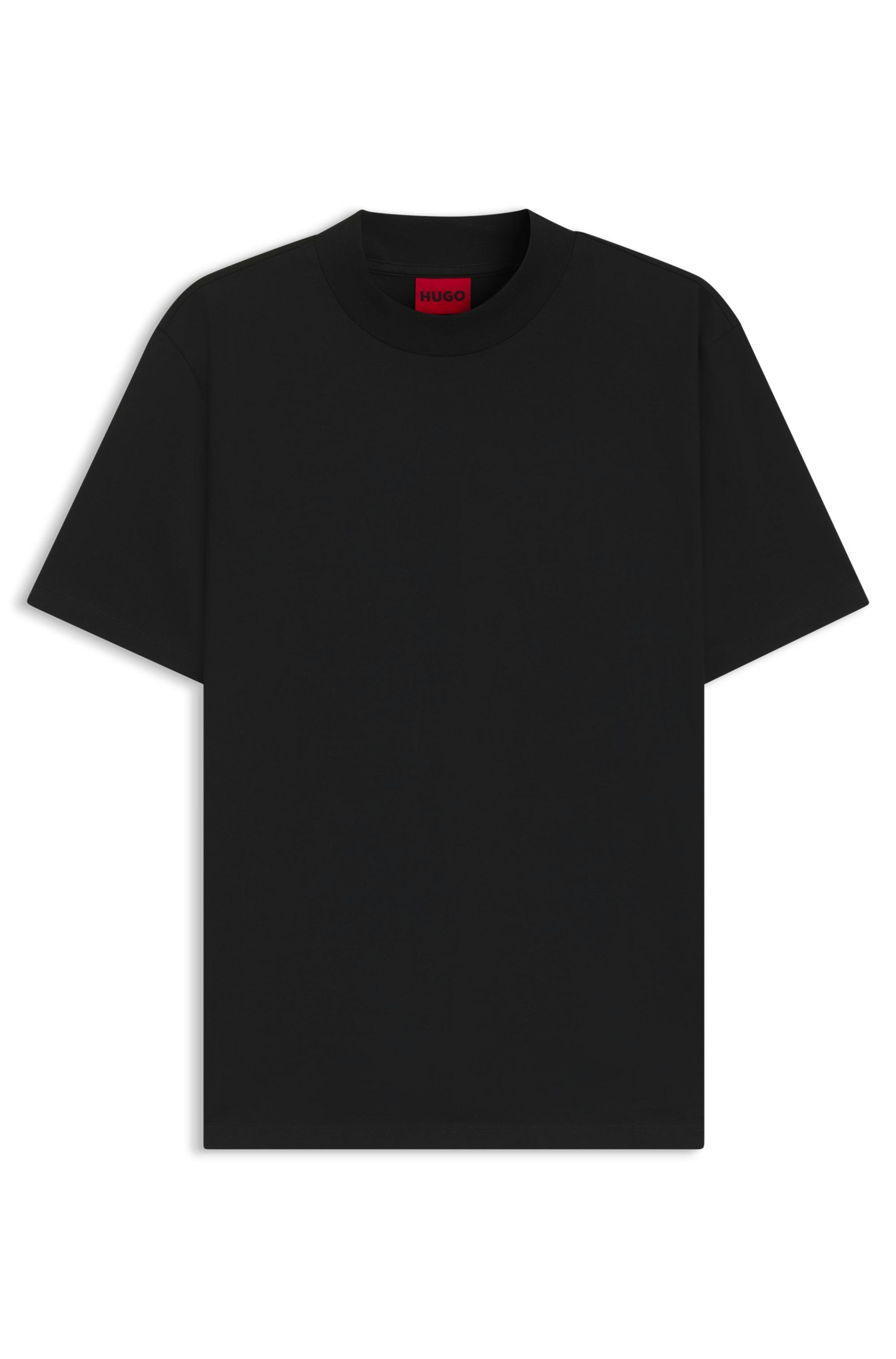 Tričko slim fit z strečové bavlny se stojáčkem - Black