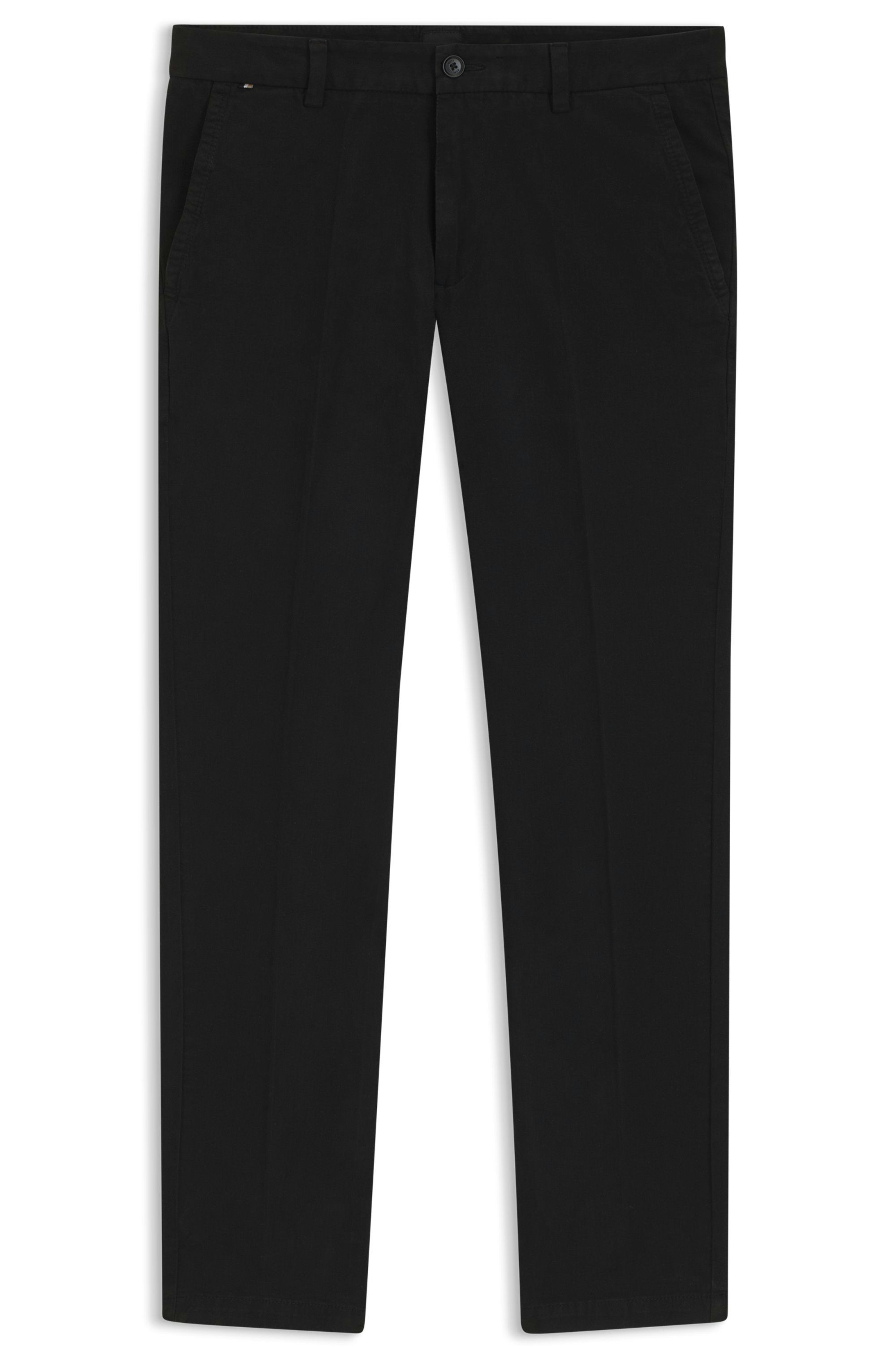 Kalhoty slim fit ze strečového bavlněného gabardénu - Black