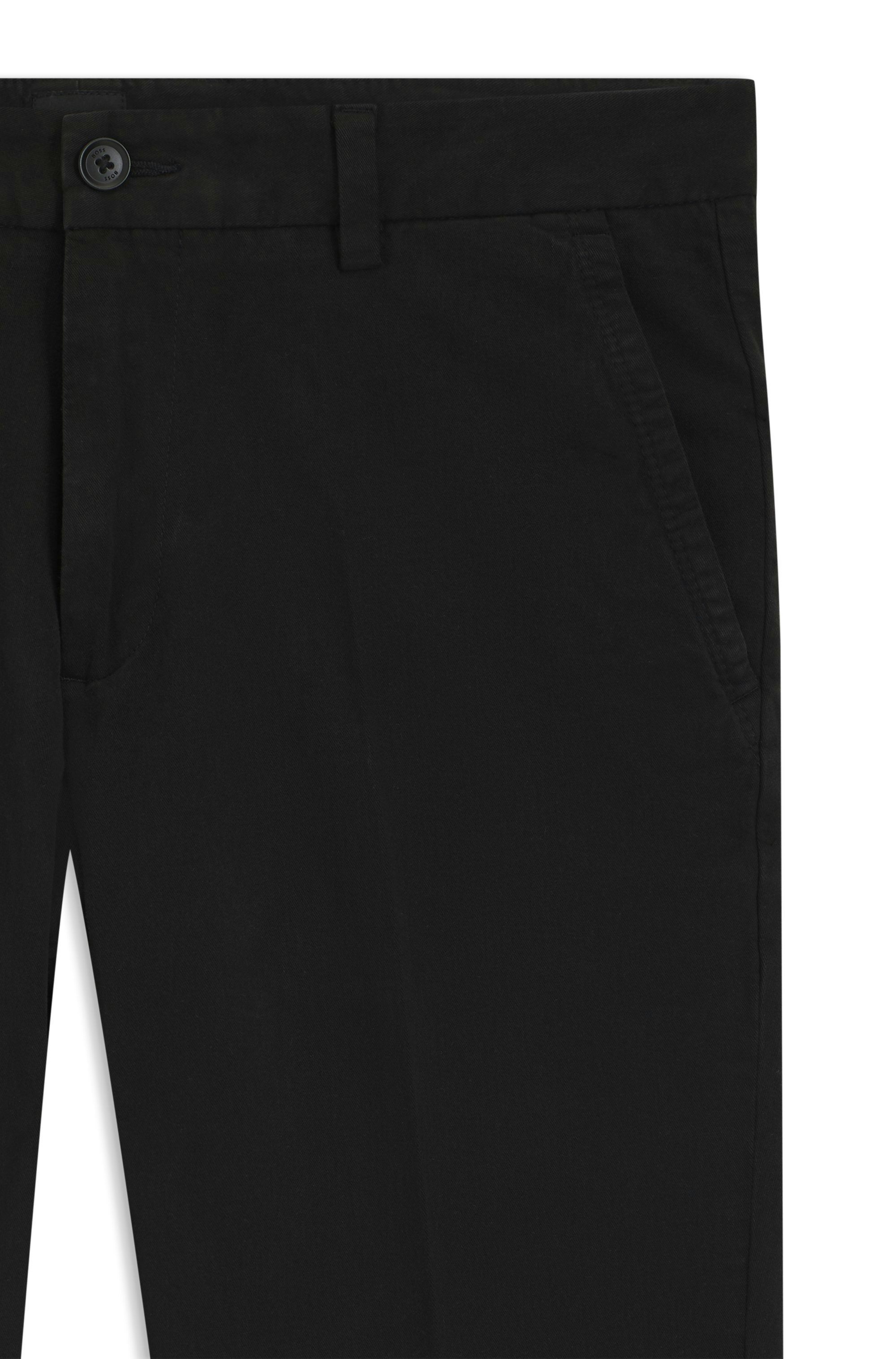 Kalhoty slim fit ze strečového bavlněného gabardénu - Black