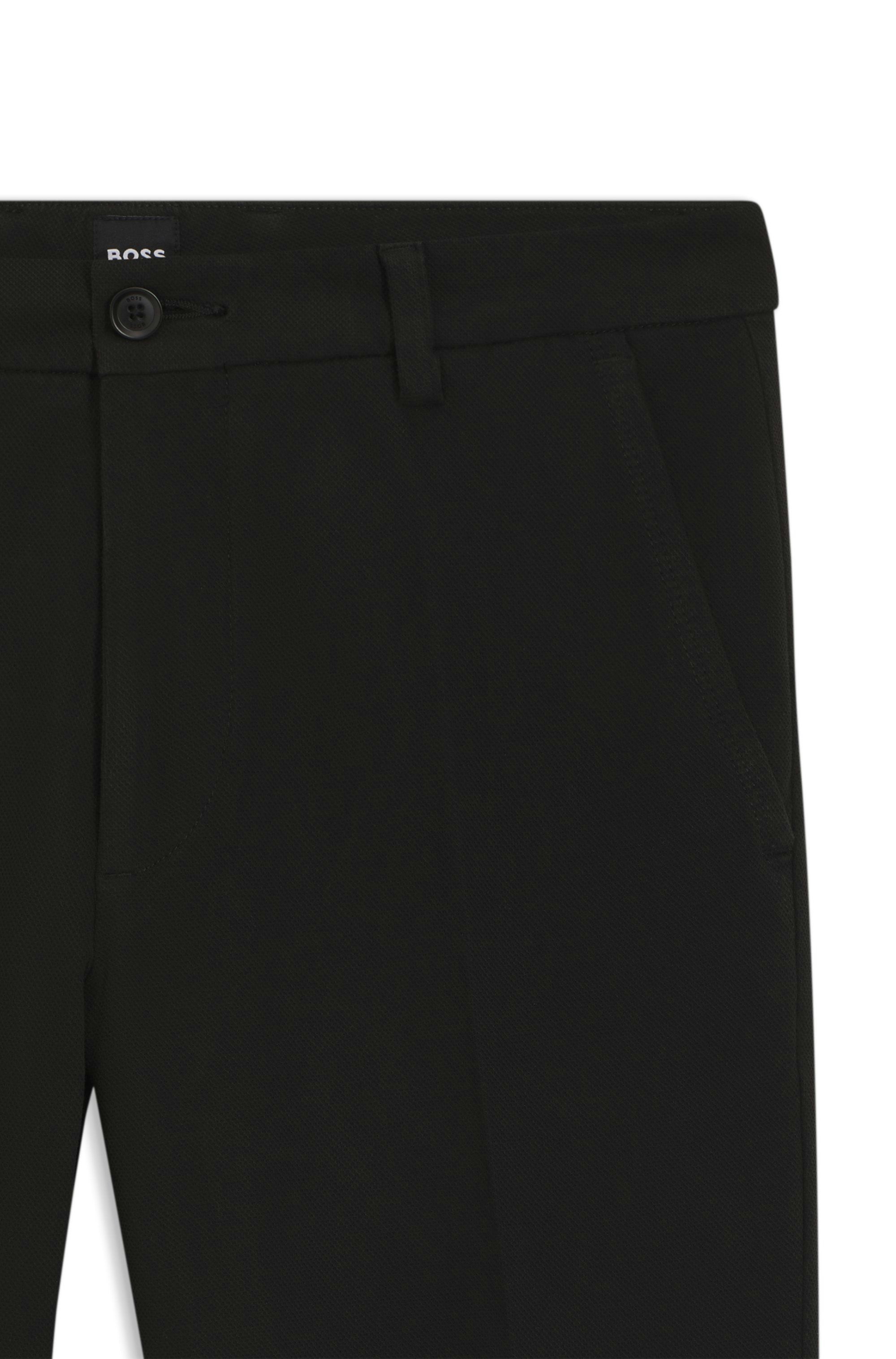 Kalhoty slim fit ze strukturované strečové bavlny - Black