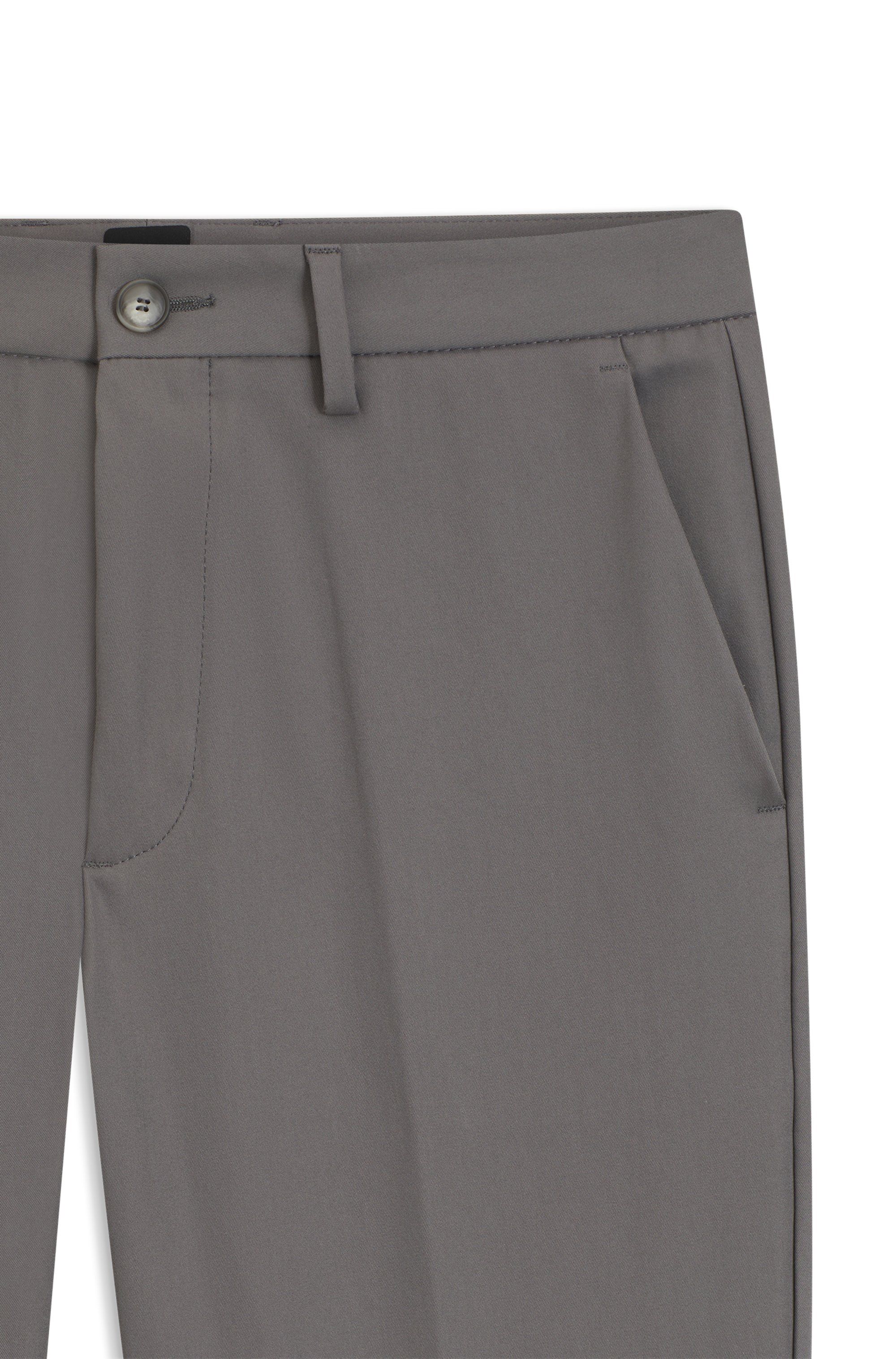 Kalhoty slim fit z kepru z bavlněné směsi - Dark Grey