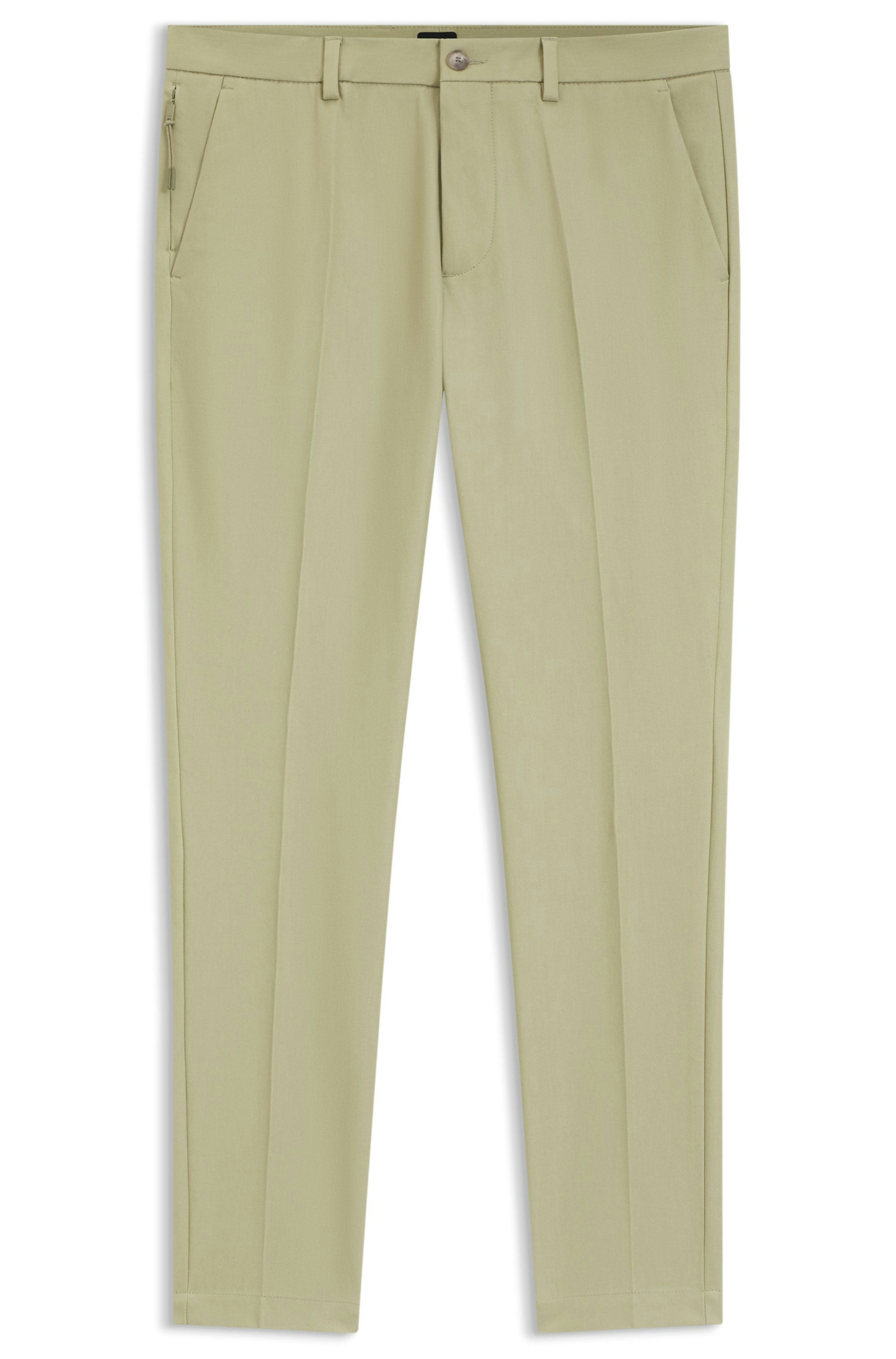 Kalhoty slim fit ze směsi strečové bavlny - Dark Beige