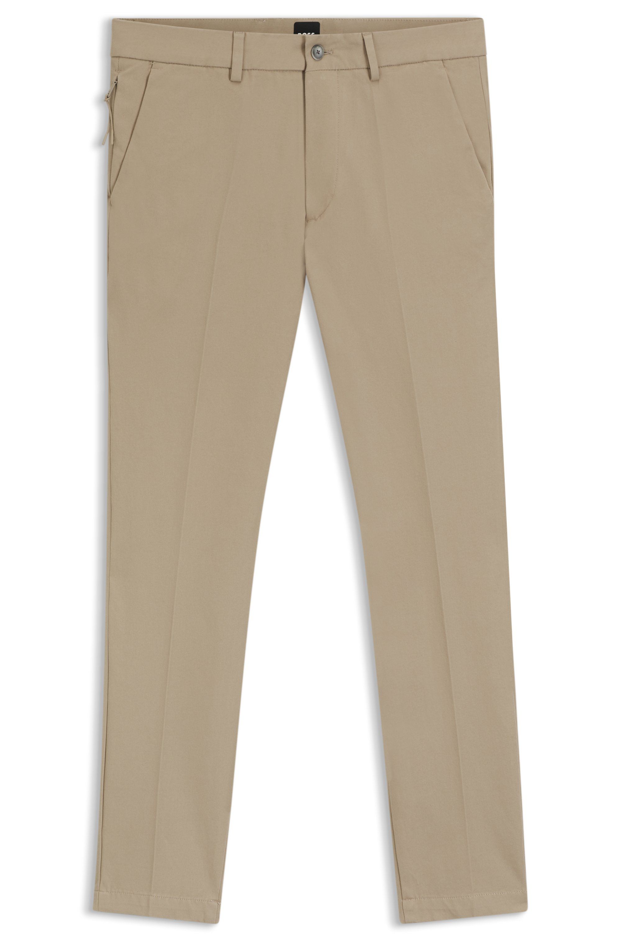 Kalhoty slim fit ze směsi strečové bavlny - Dark Beige