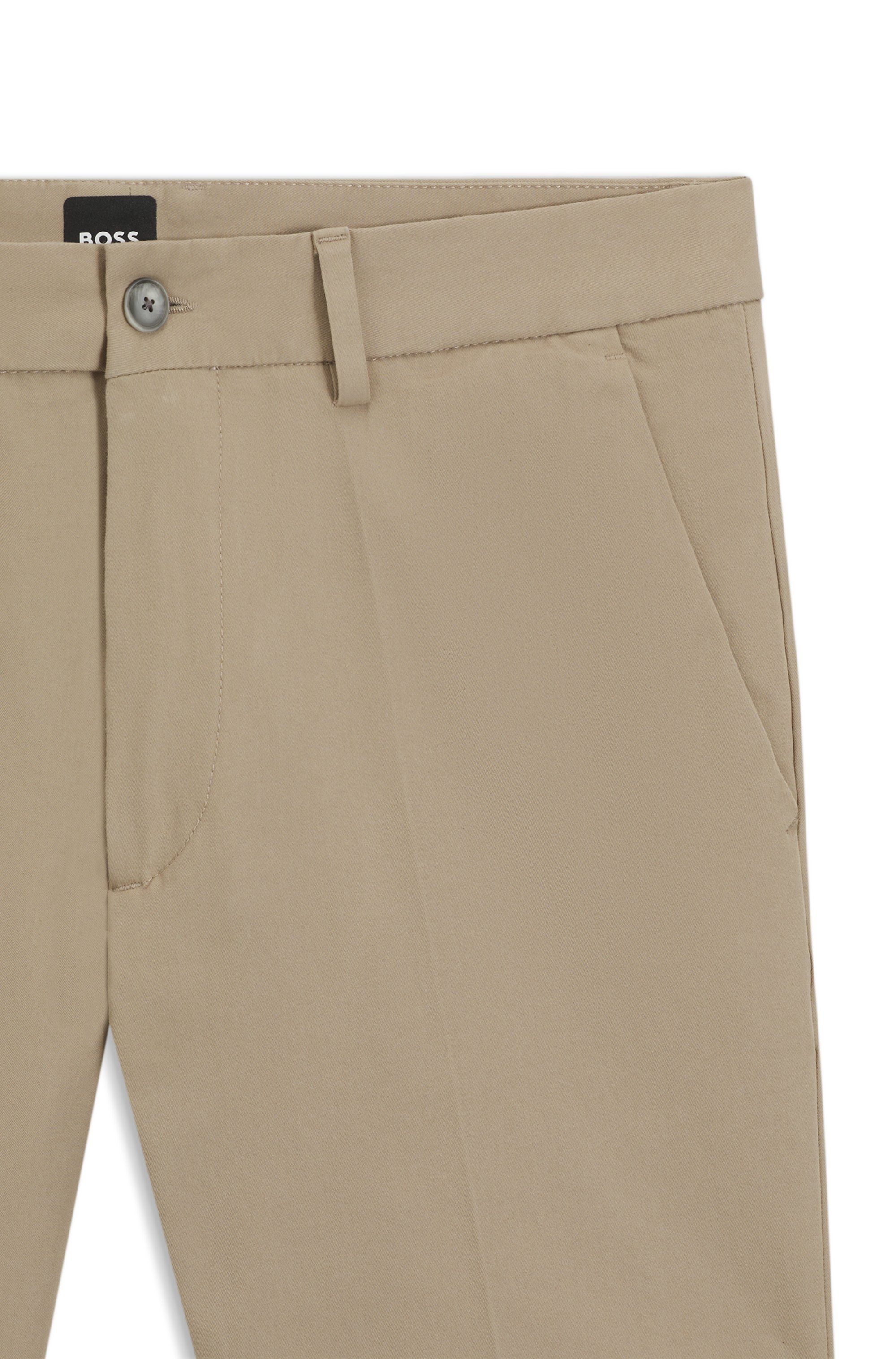 Kalhoty slim fit ze směsi strečové bavlny - Dark Beige