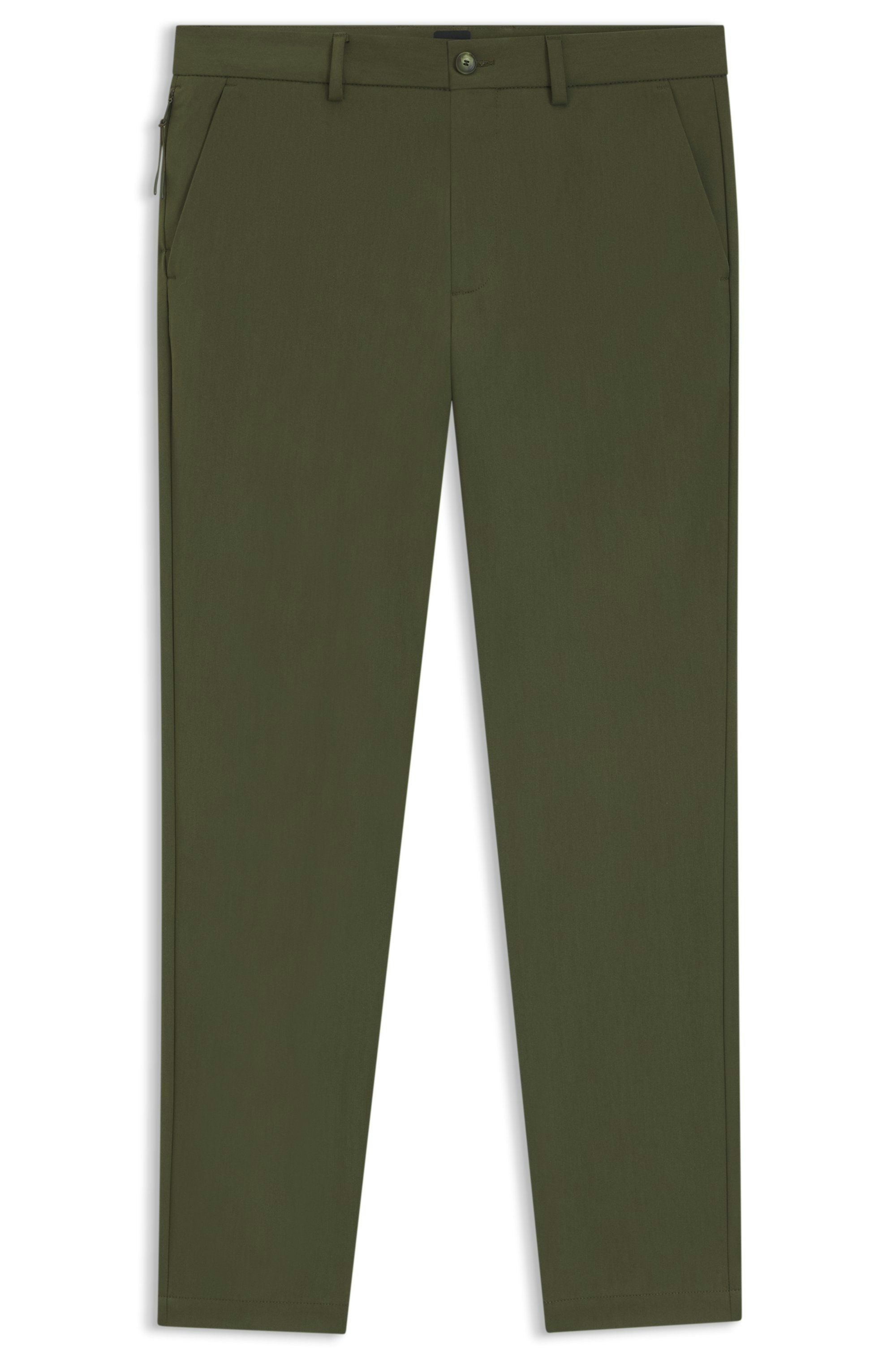 Kalhoty slim fit ze směsi strečové bavlny - Open Green