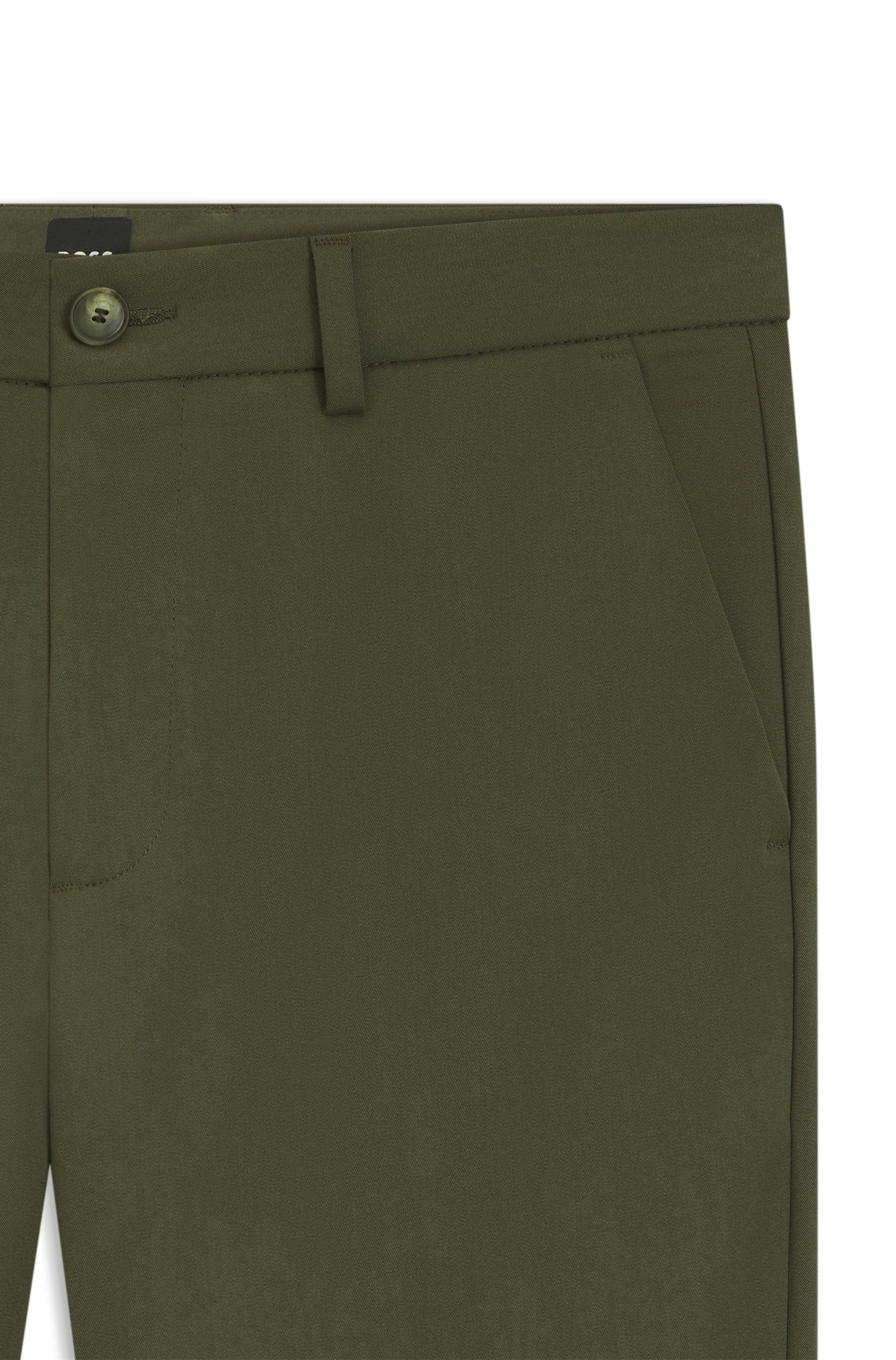 Kalhoty slim fit ze směsi strečové bavlny - Open Green