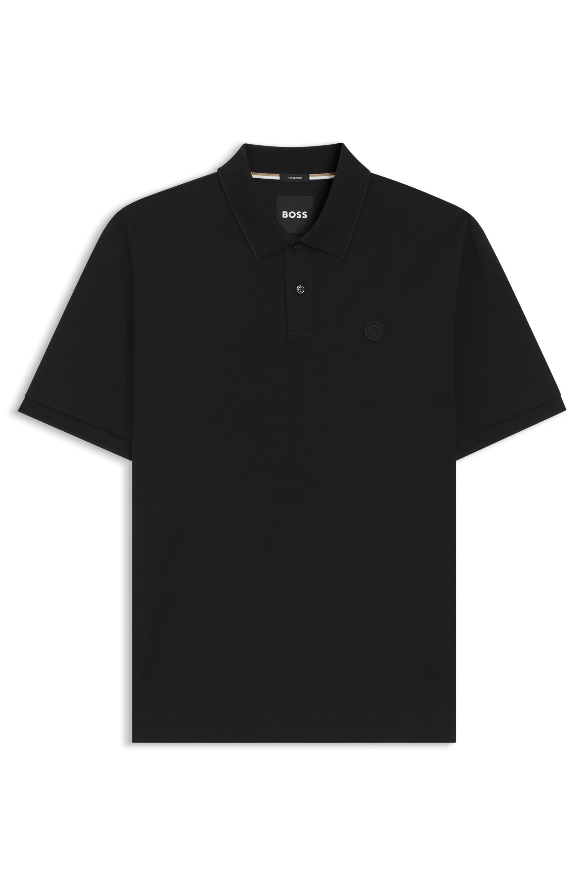 Bavlněné polotričko v piké úpravě s monogramem Double B pro každodenní eleganci - Black