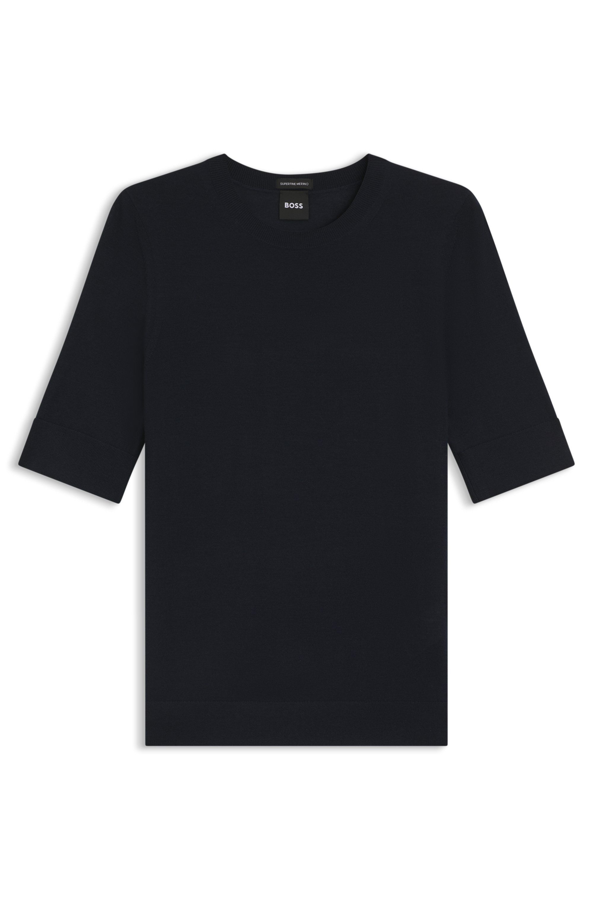 Svetr s krátkým rukávem z merino vlny - Dark Blue