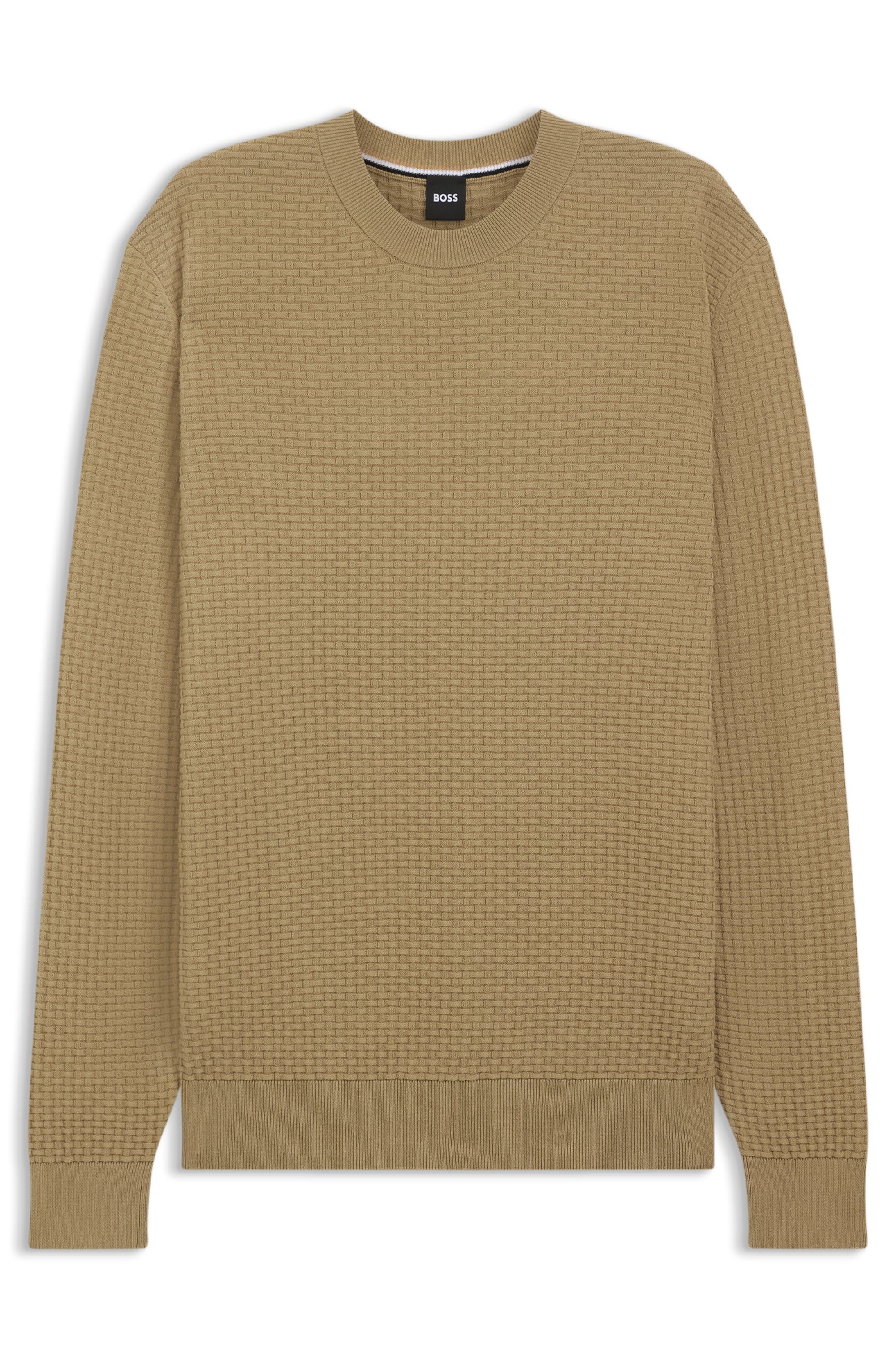 Bavlněný svetr s pletenou strukturou - Dark Beige