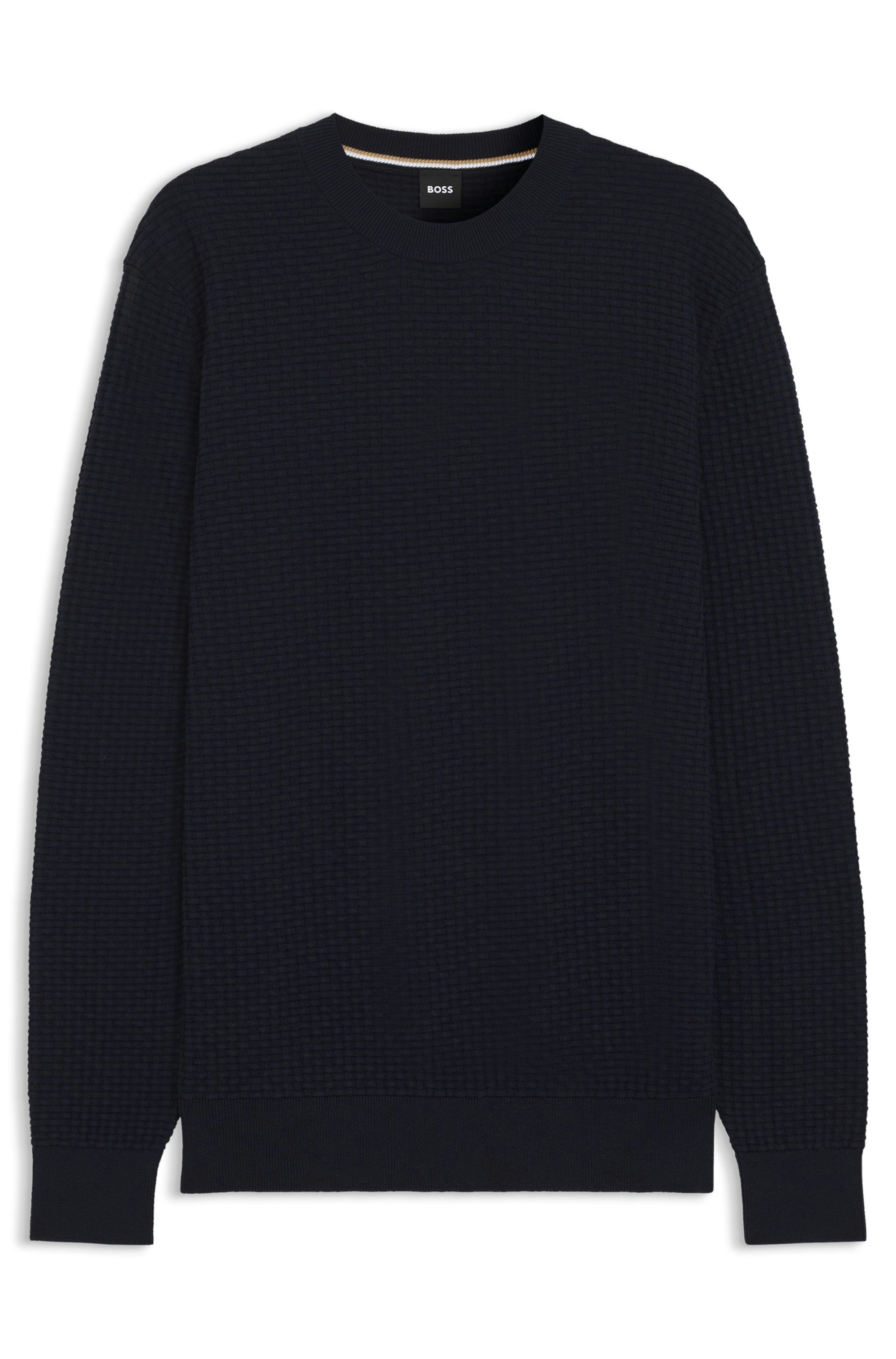Bavlněný svetr s pletenou strukturou - Dark Blue