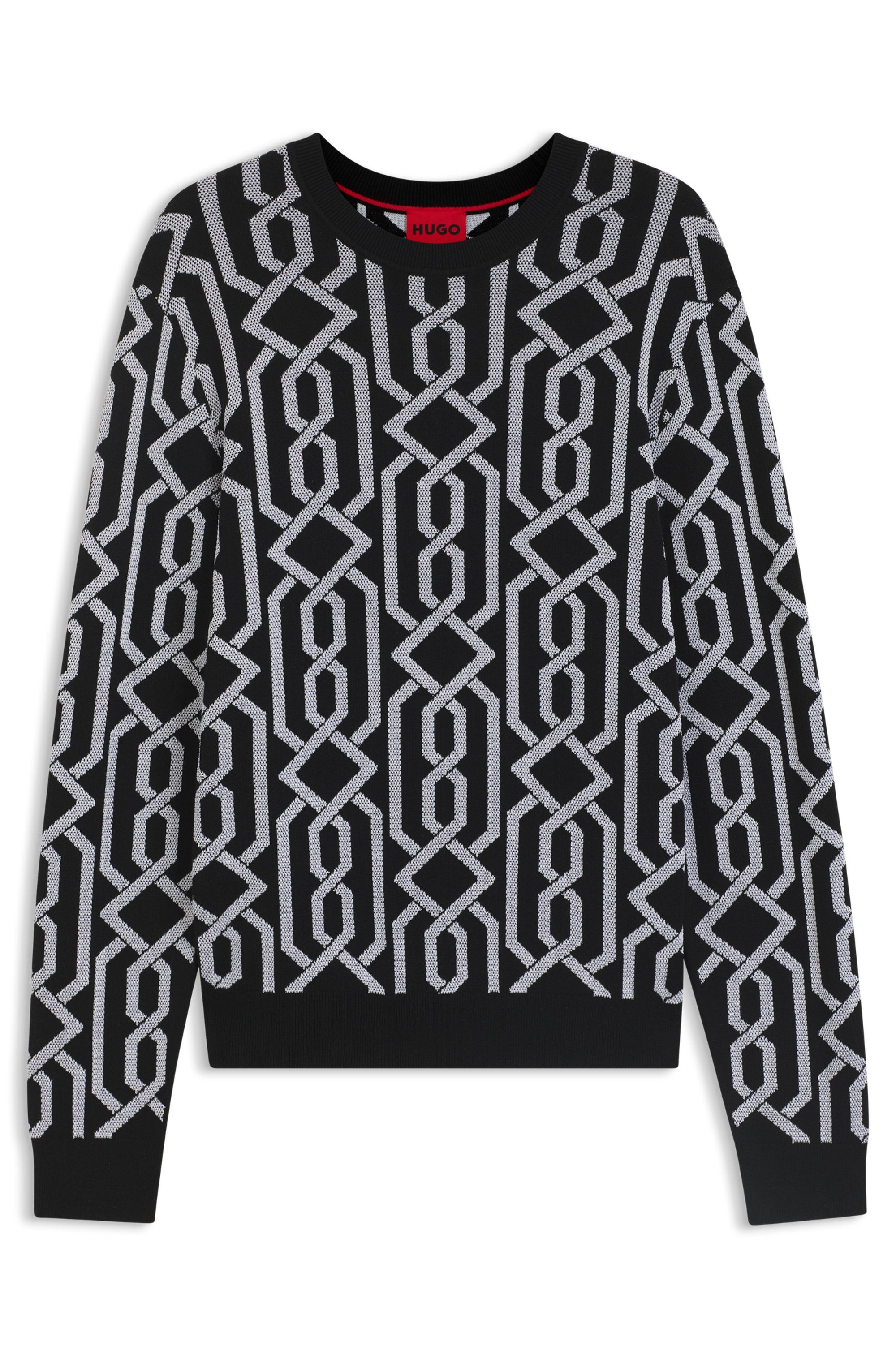 Regular fit svetr se žakárovým vzorem - Black