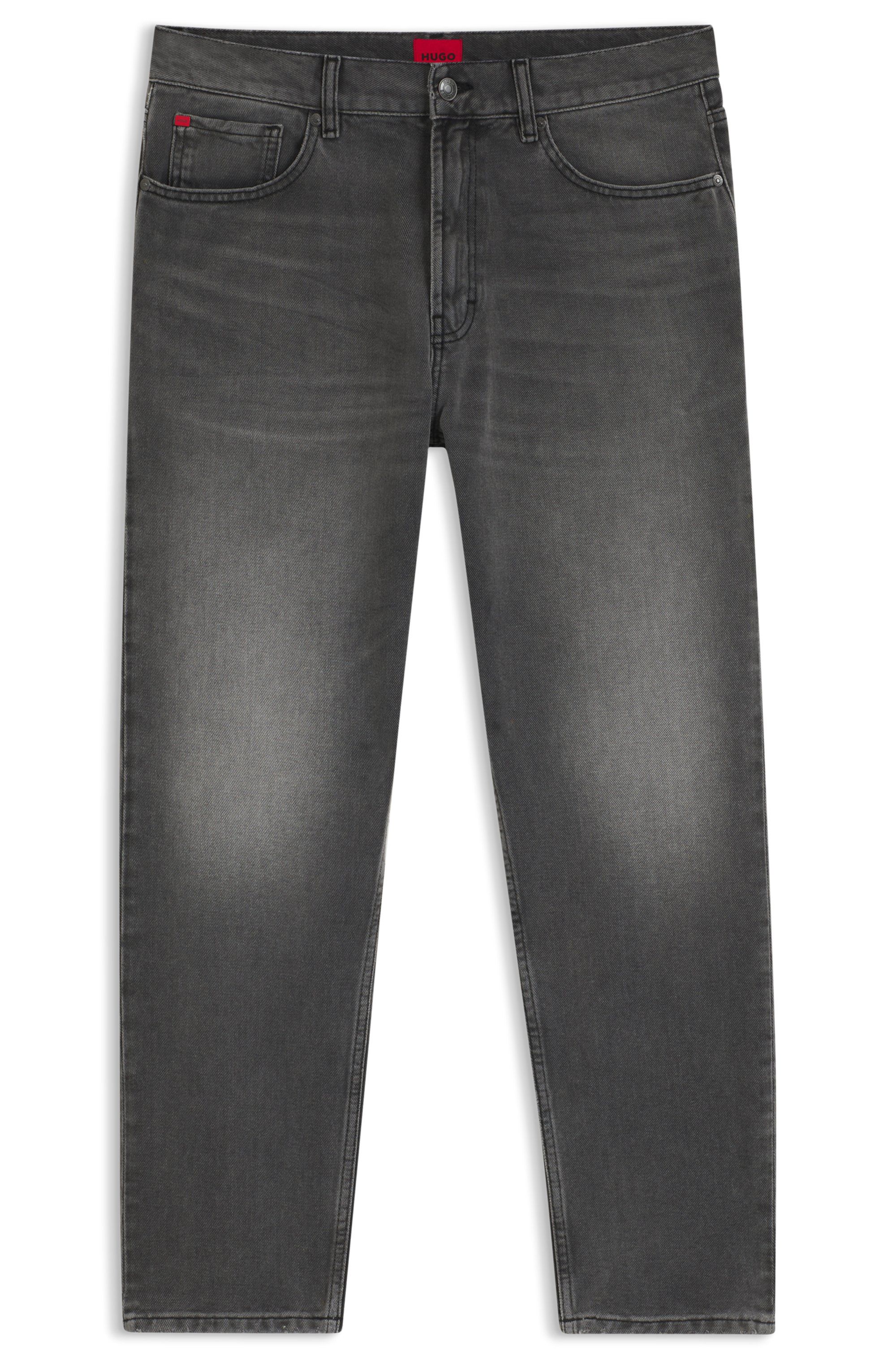 Džíny tapered fit z šedého denimu s efektem opotřebení - Medium Grey