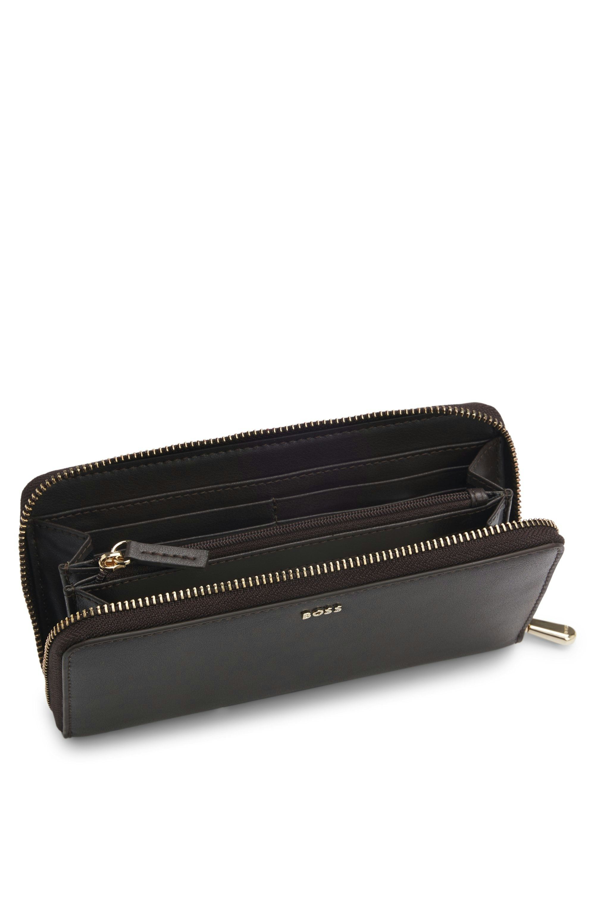 Peněženka na zip s logem - Dark Brown