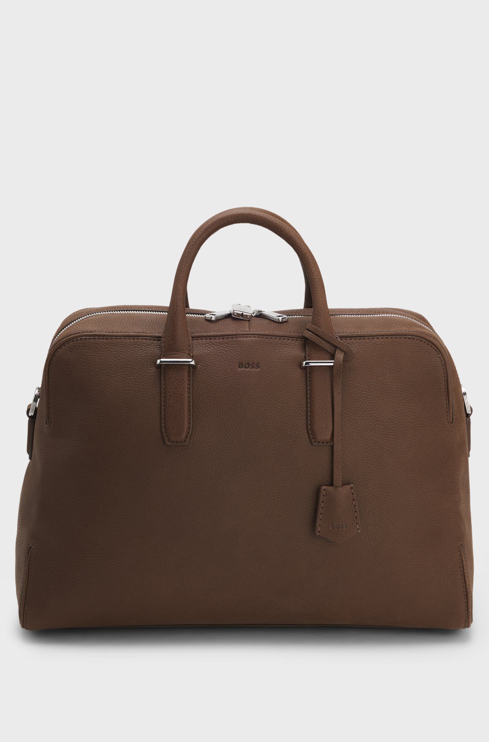Kožená brašna s reliéfním logem - Dark Brown