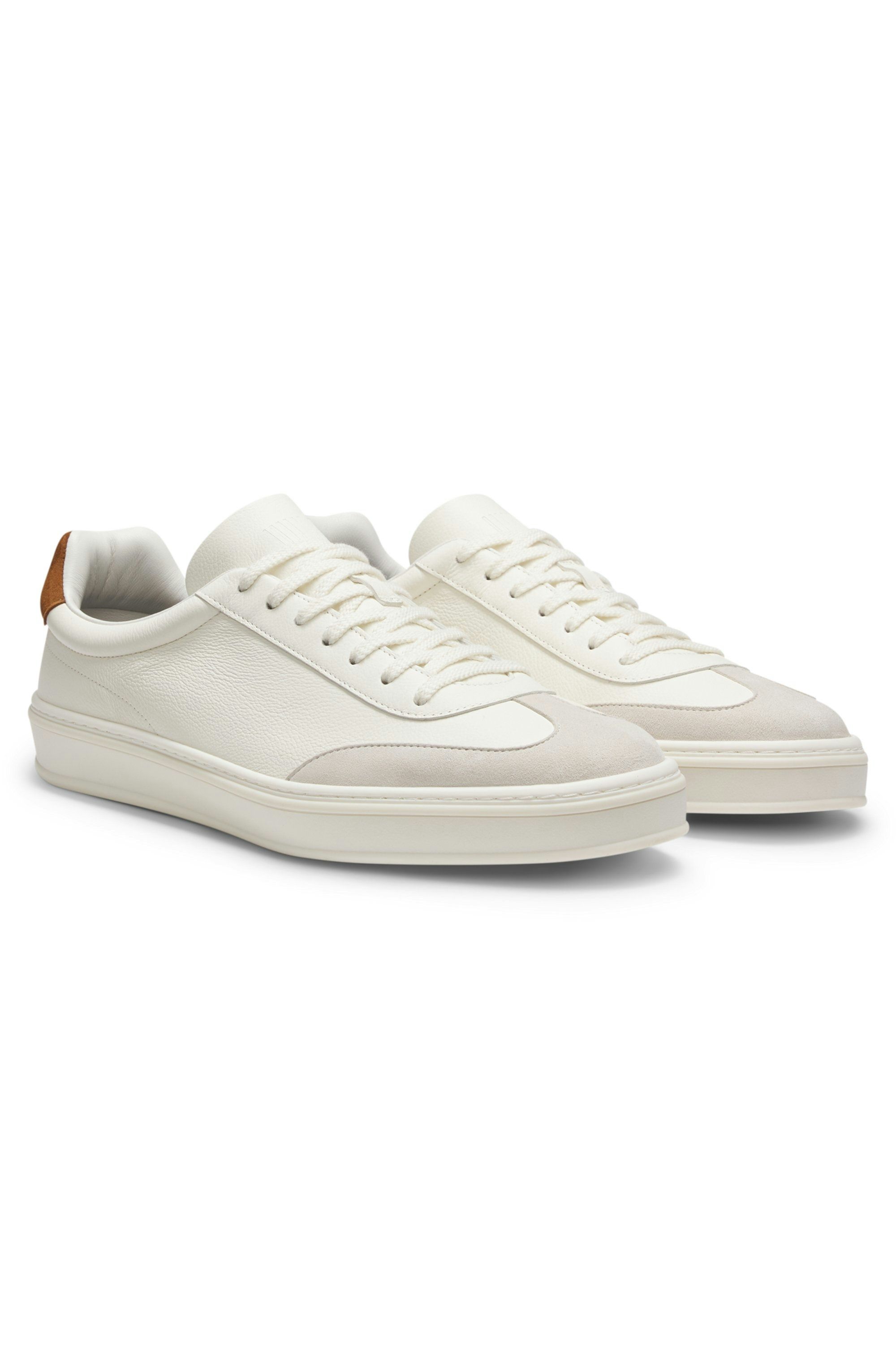 Tenisky BOSS BY BECKHAM z kůže a semiše - Open White