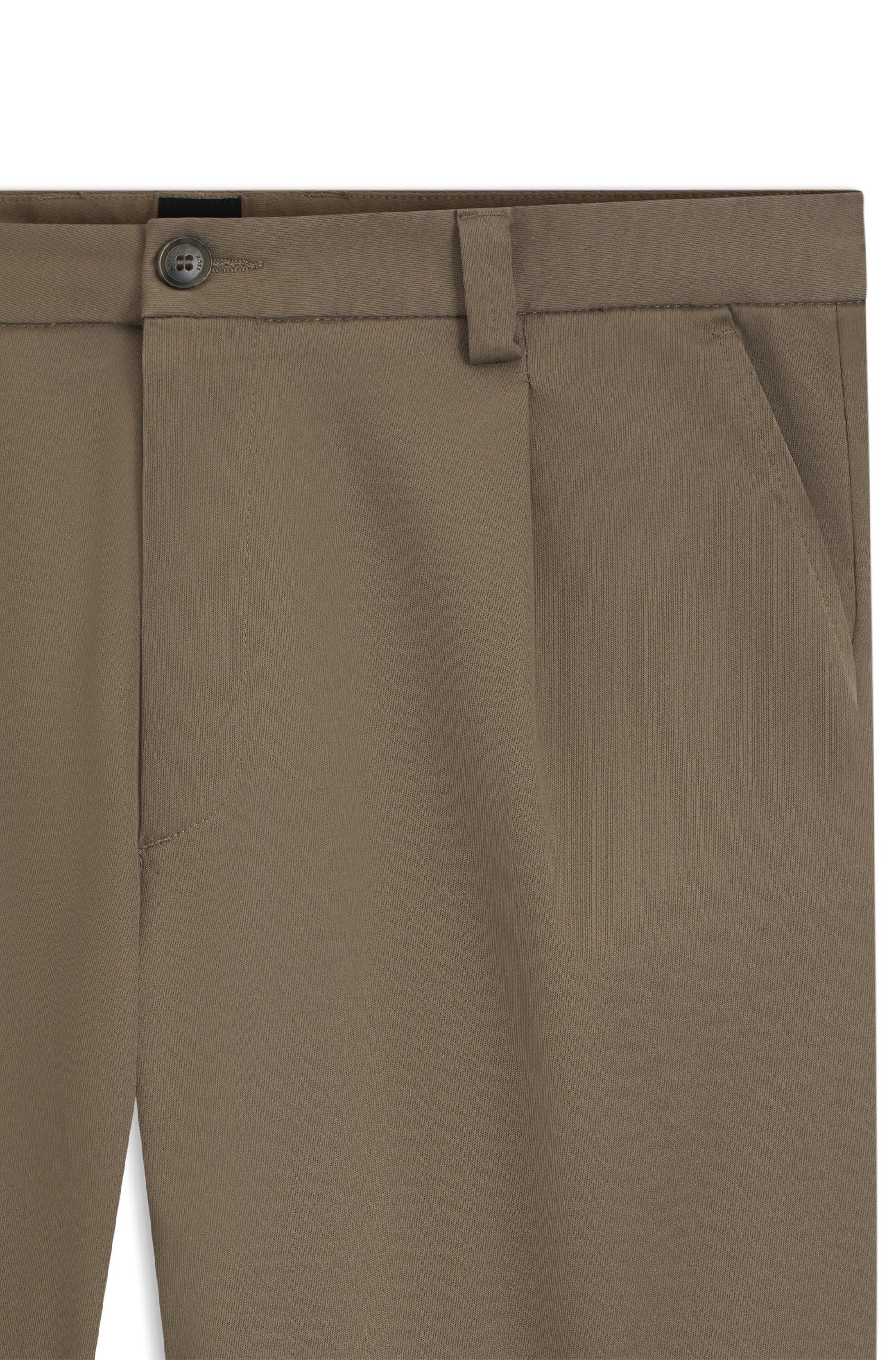 Tapered kalhoty ze strečového twillu - Open Brown