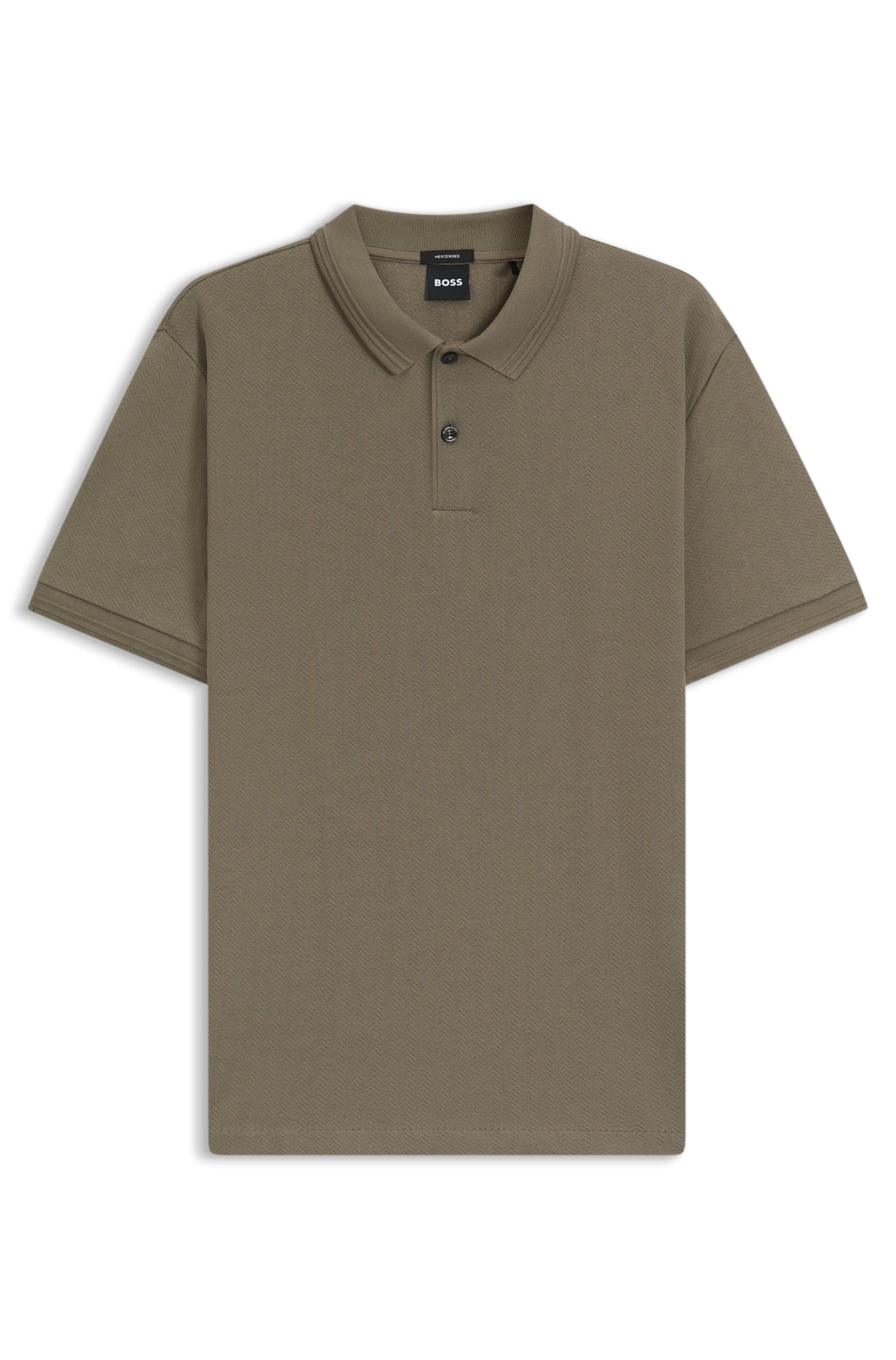 Bavlněné polo s rybí kostí  strukturou - Open Brown