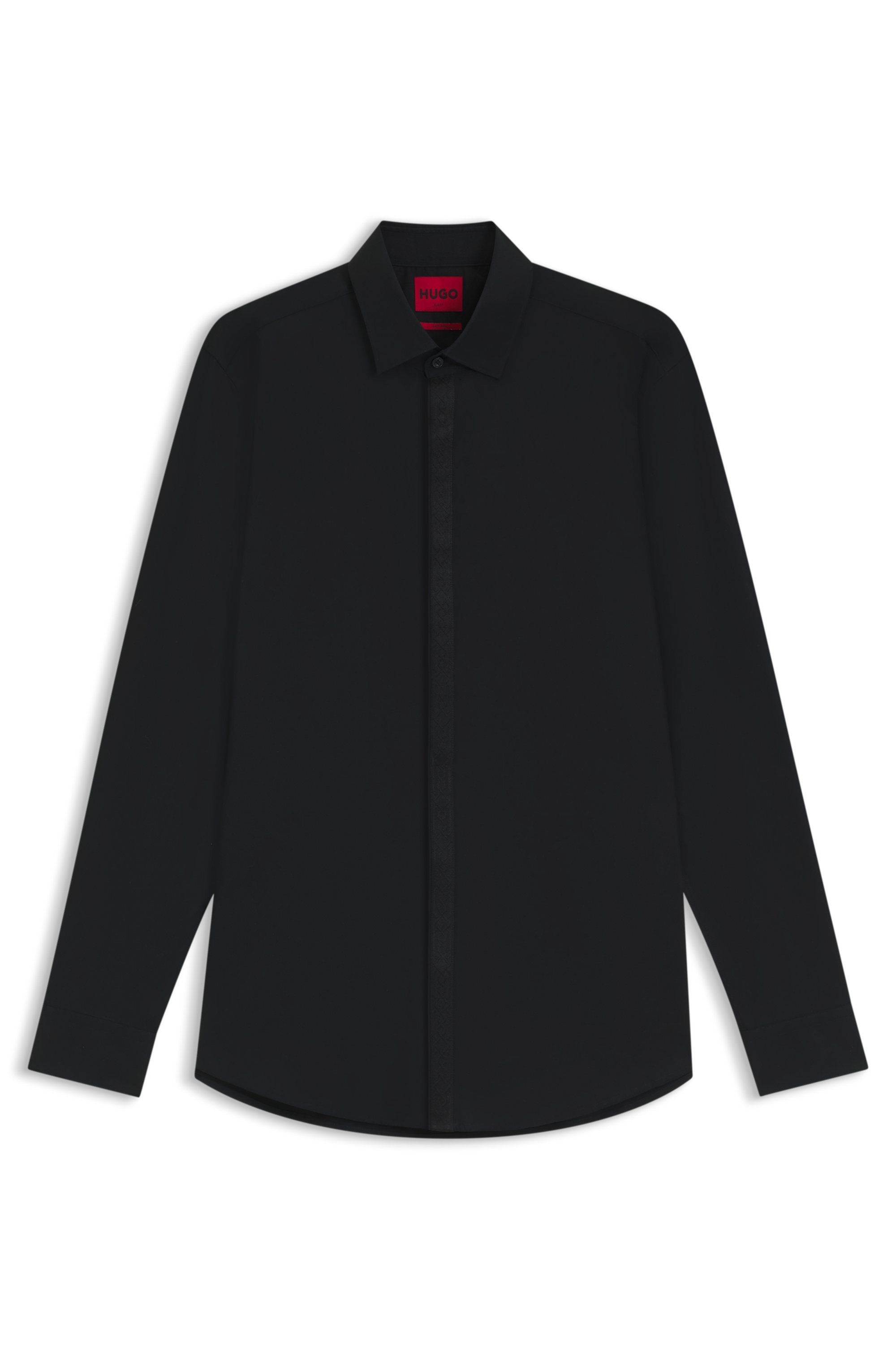 Košile slim fit z nemačkavého bavlněného popelínu - Black