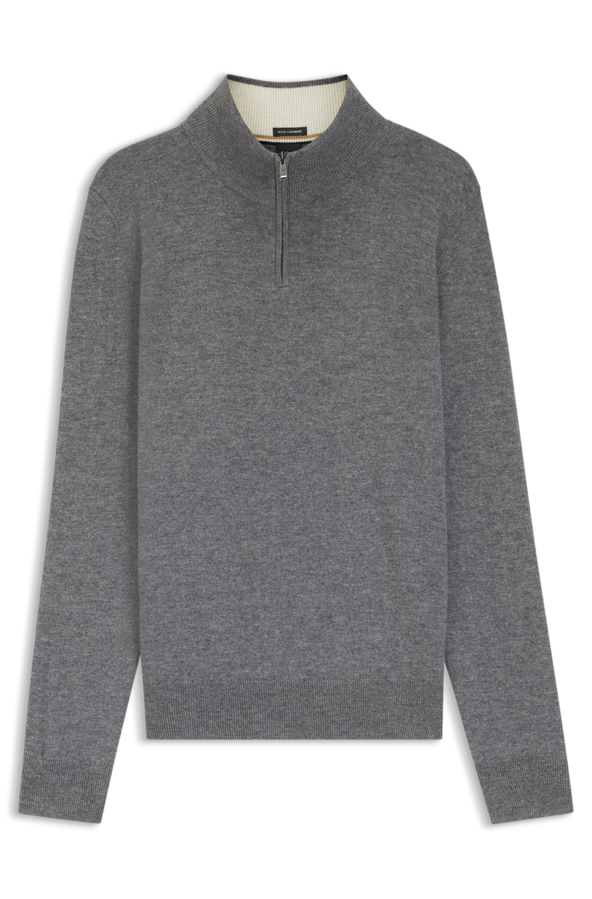 Svetr se zipem u krku z panenské vlny a kašmíru - Medium Grey