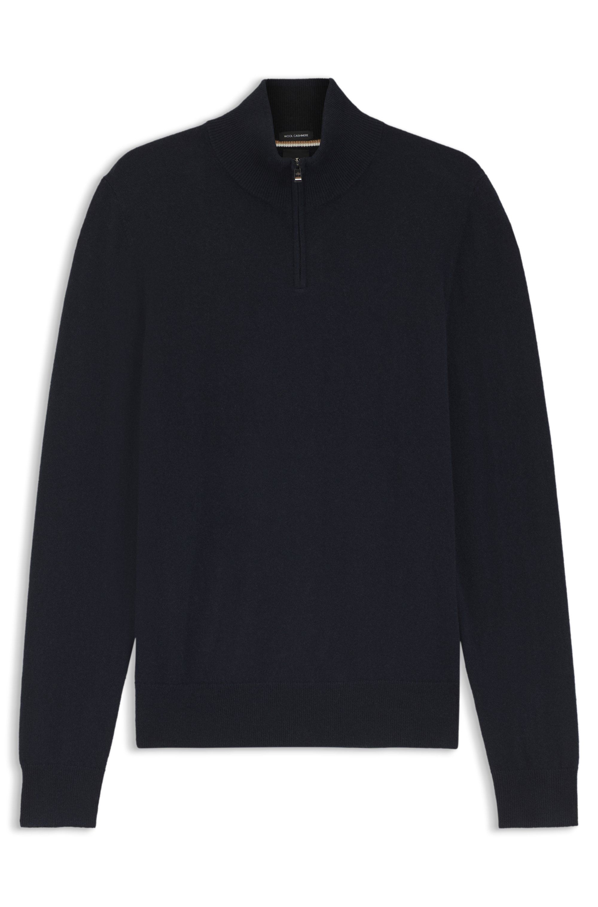 Svetr se zipem u krku z panenské vlny a kašmíru - Dark Blue