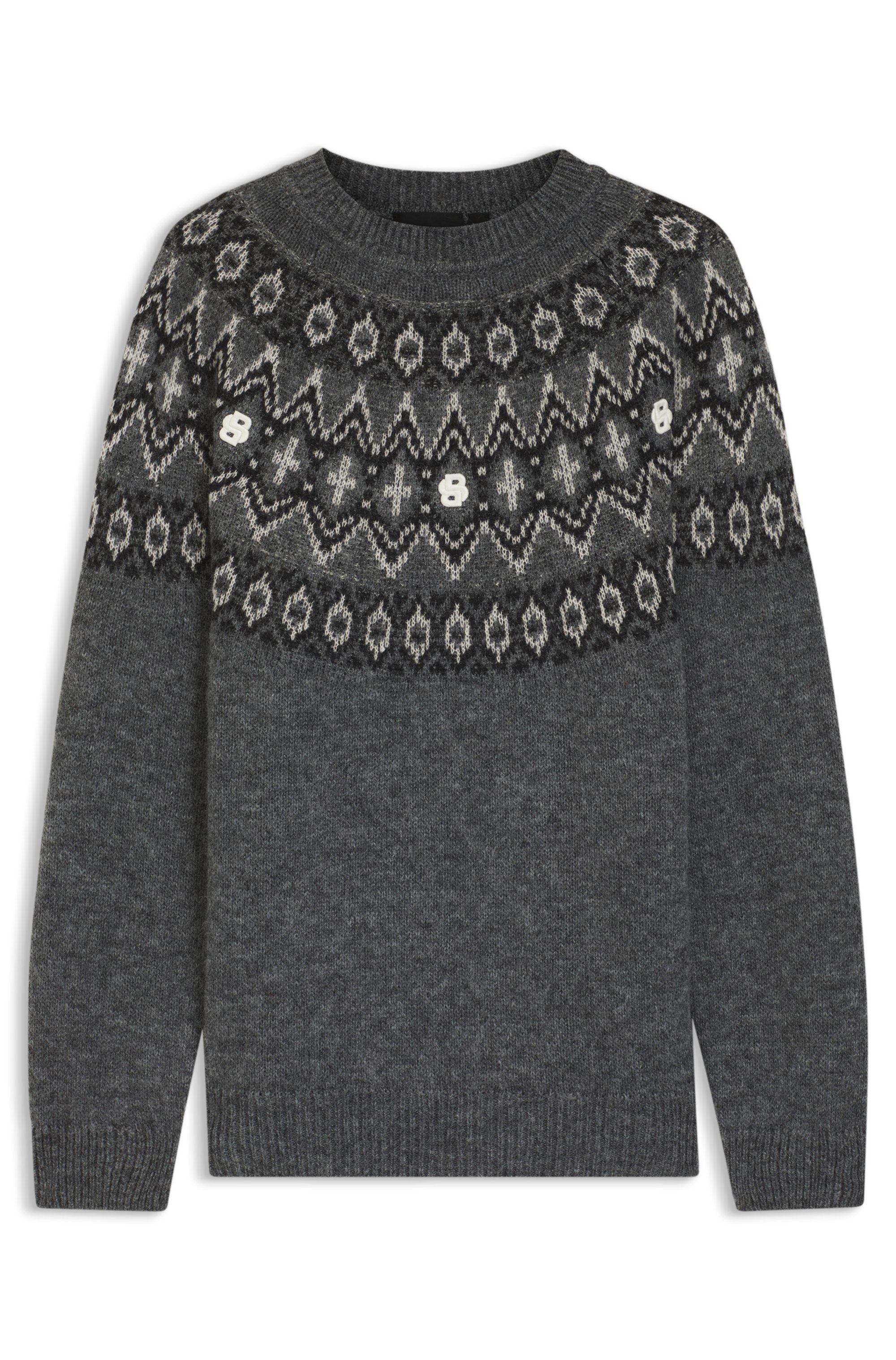 Svetr v relaxed střihu s fair isle vzorem - Medium Grey
