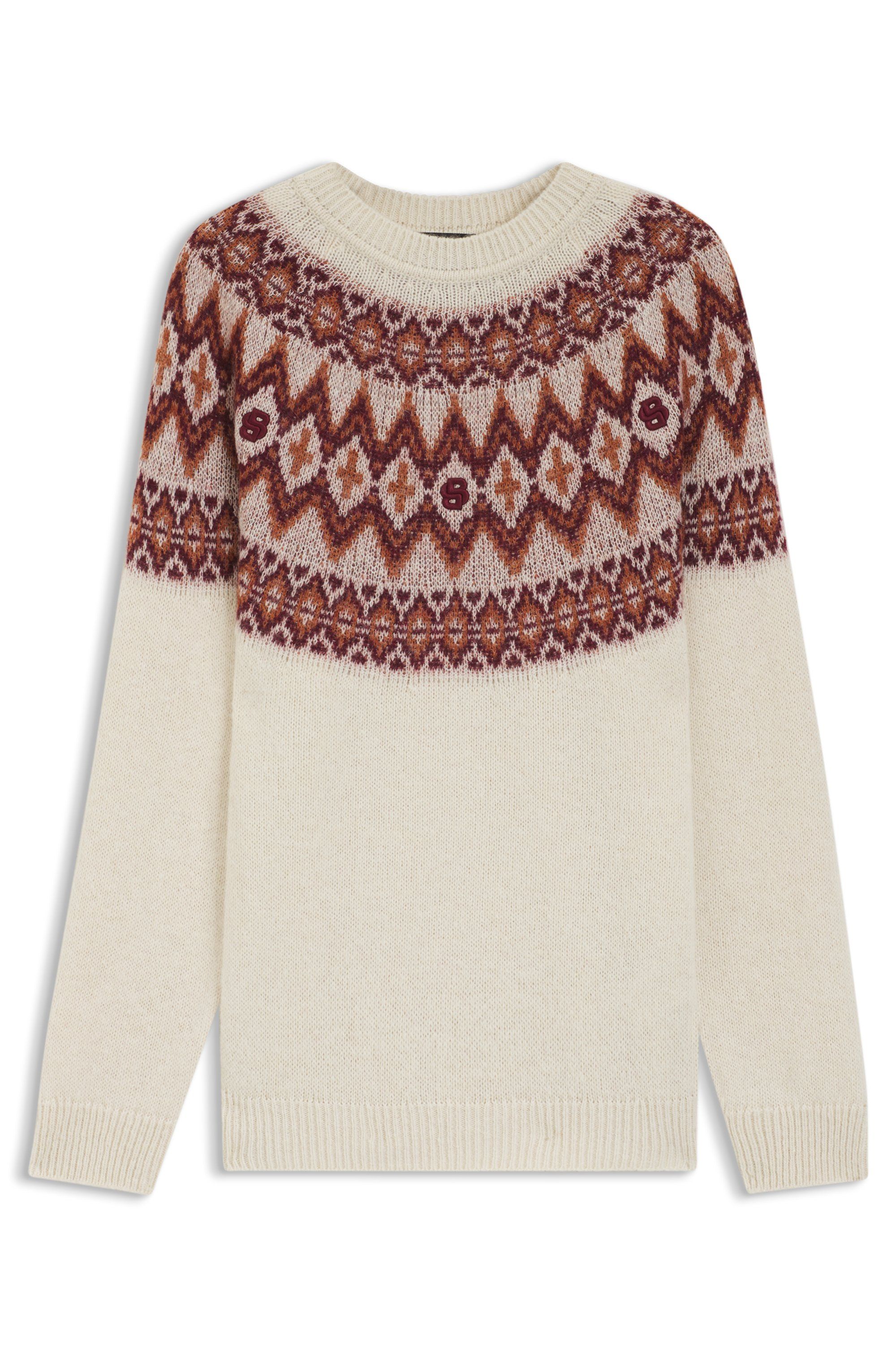 Svetr v relaxed střihu s fair isle vzorem - Open White