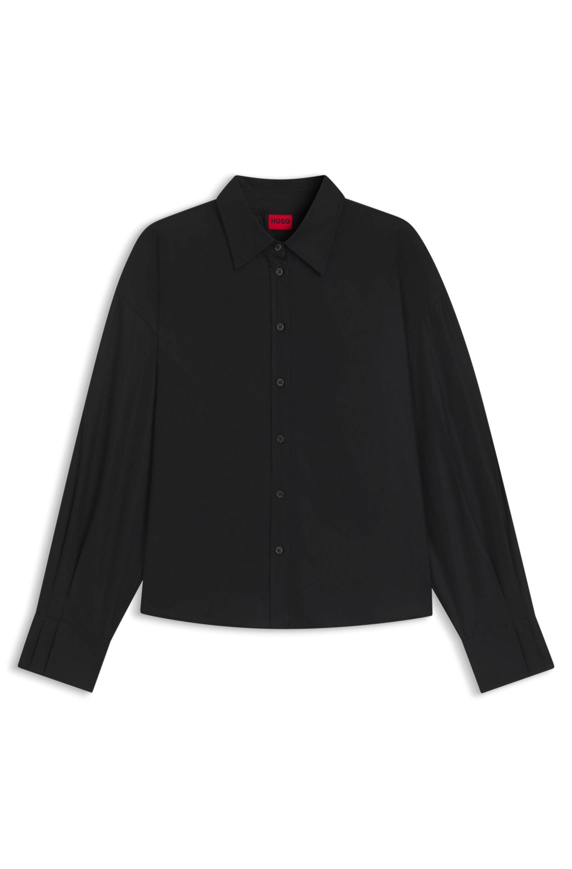 Košile regular fit z bavlněného popelínu - Black