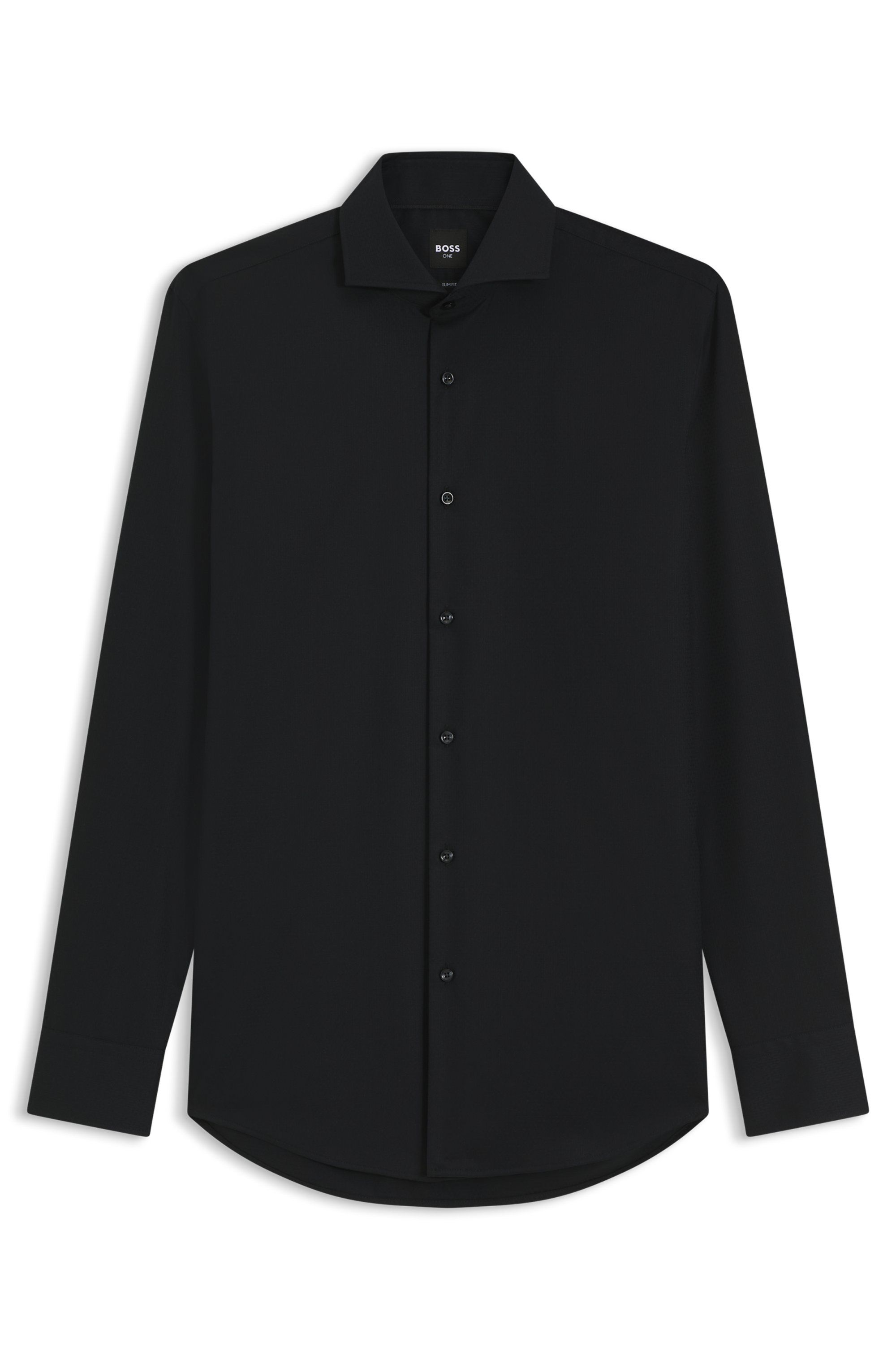 Košile slim fit z nemačkavého bavlněného kepru - Black