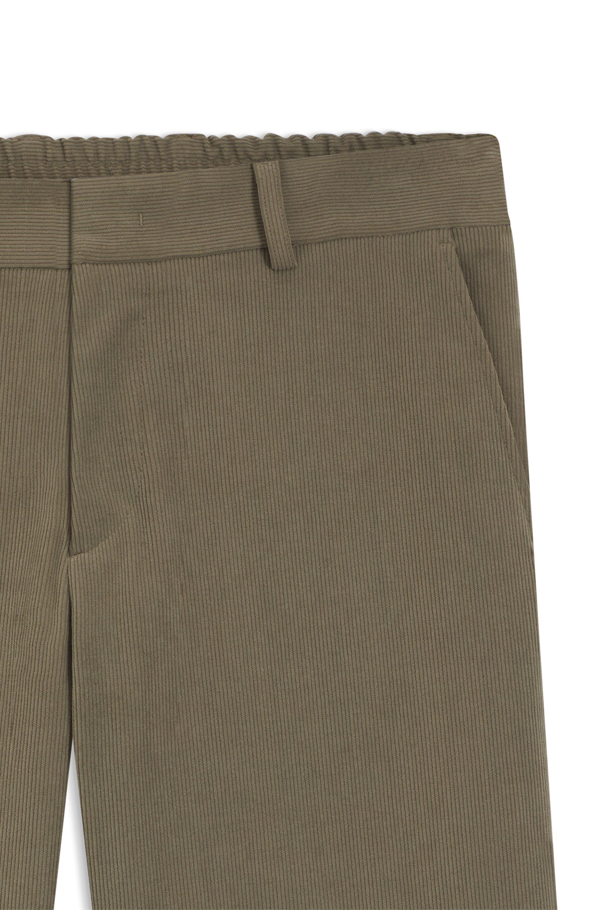 Slim-fit kalhoty ze strečového manšestru - Open Brown