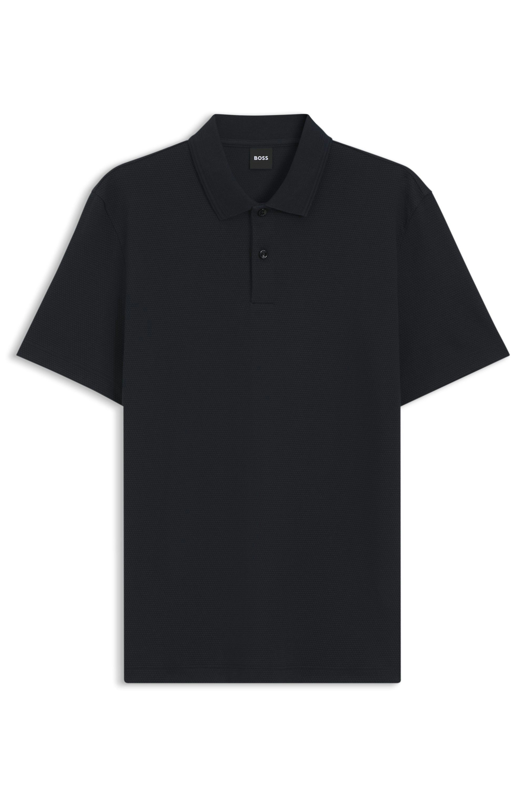 Polotričko z bavlněné směsi s bublinkovitou žakárovou strukturou - Dark Blue