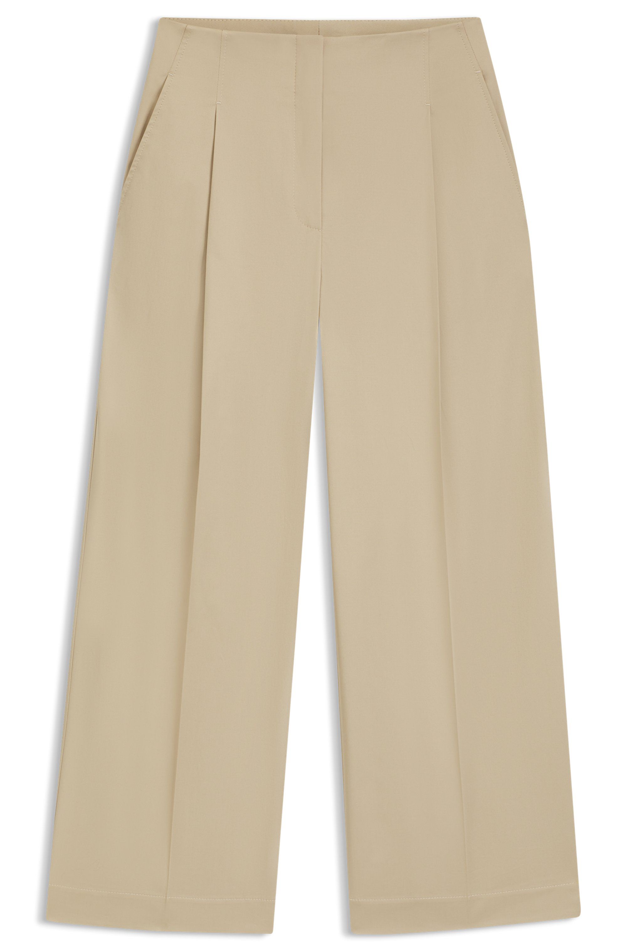 Culottes volného střihu z strečové bavlny - Light Beige