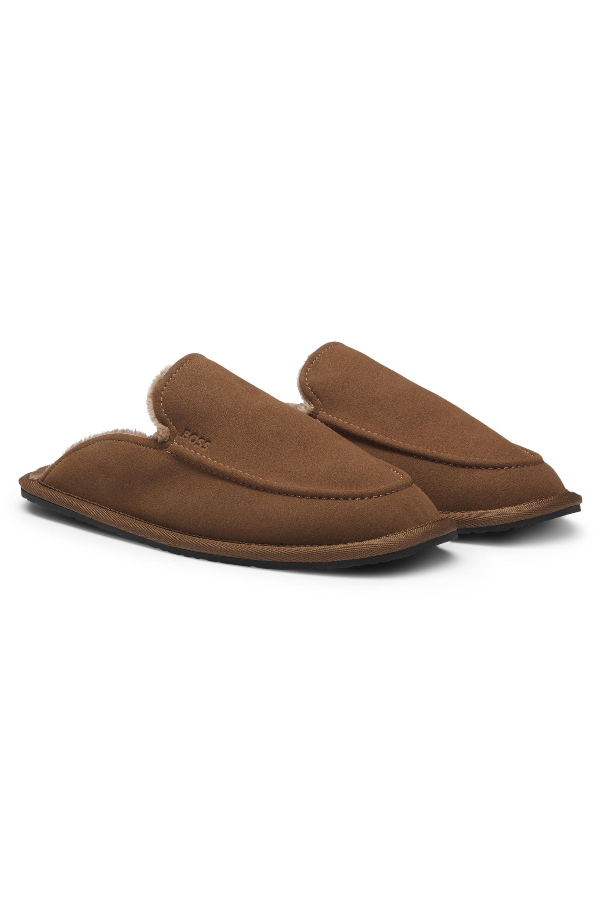 Pantofle z mikrovlákna s gumovou podrážkou - Dark Brown