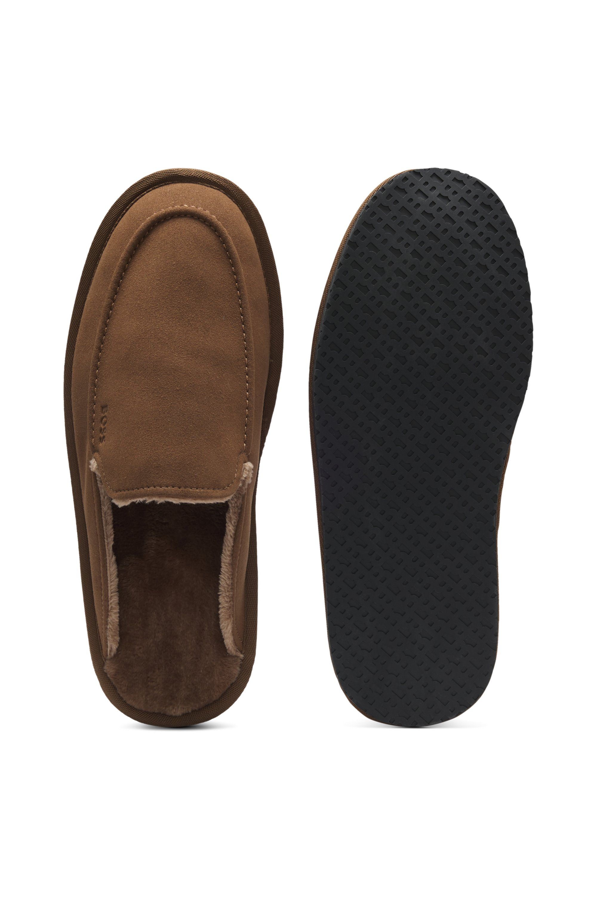 Pantofle z mikrovlákna s gumovou podrážkou - Dark Brown