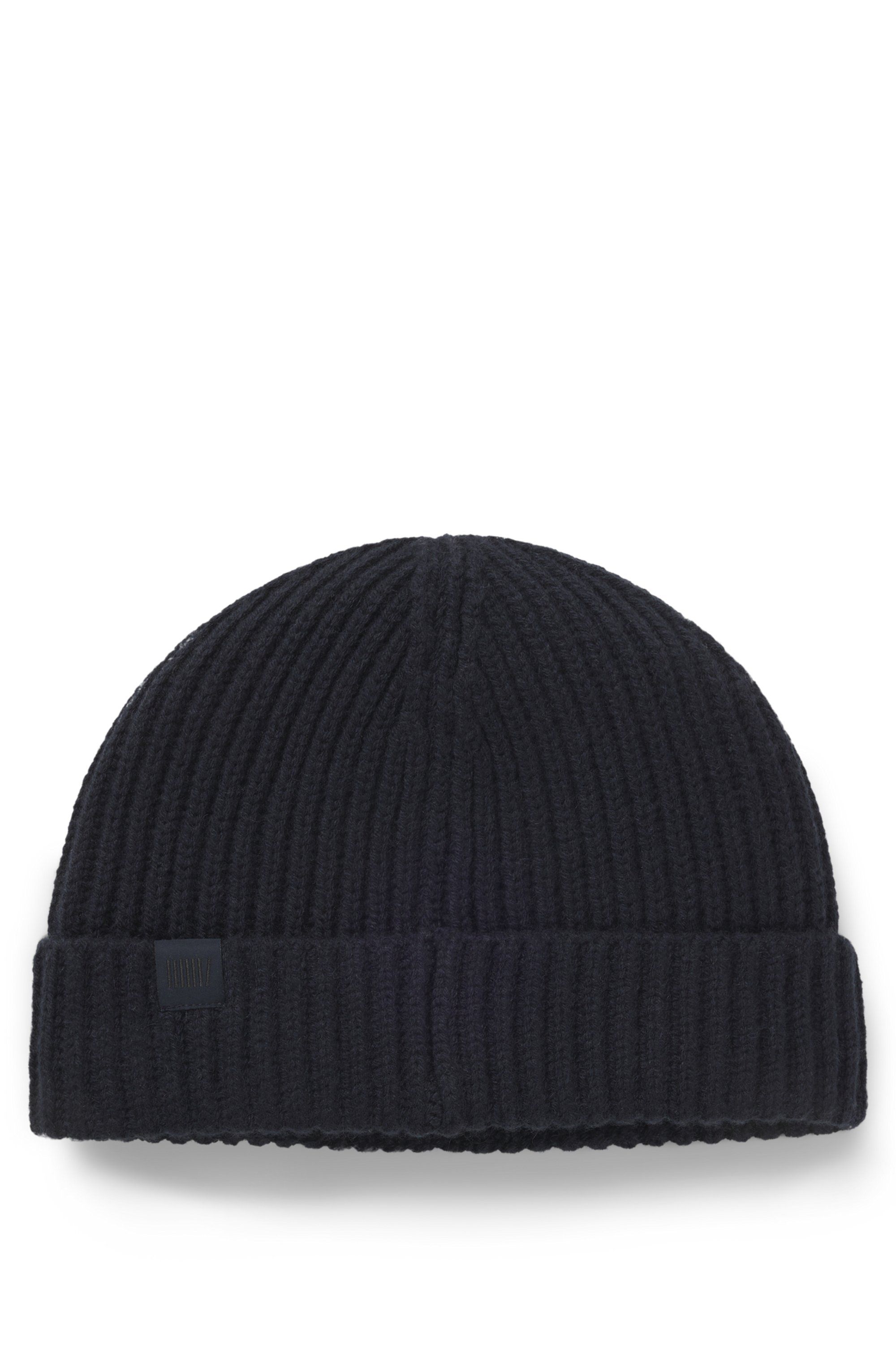 Čepice BECKHAM x BOSS z panenské vlny a kašmíru - Dark Blue