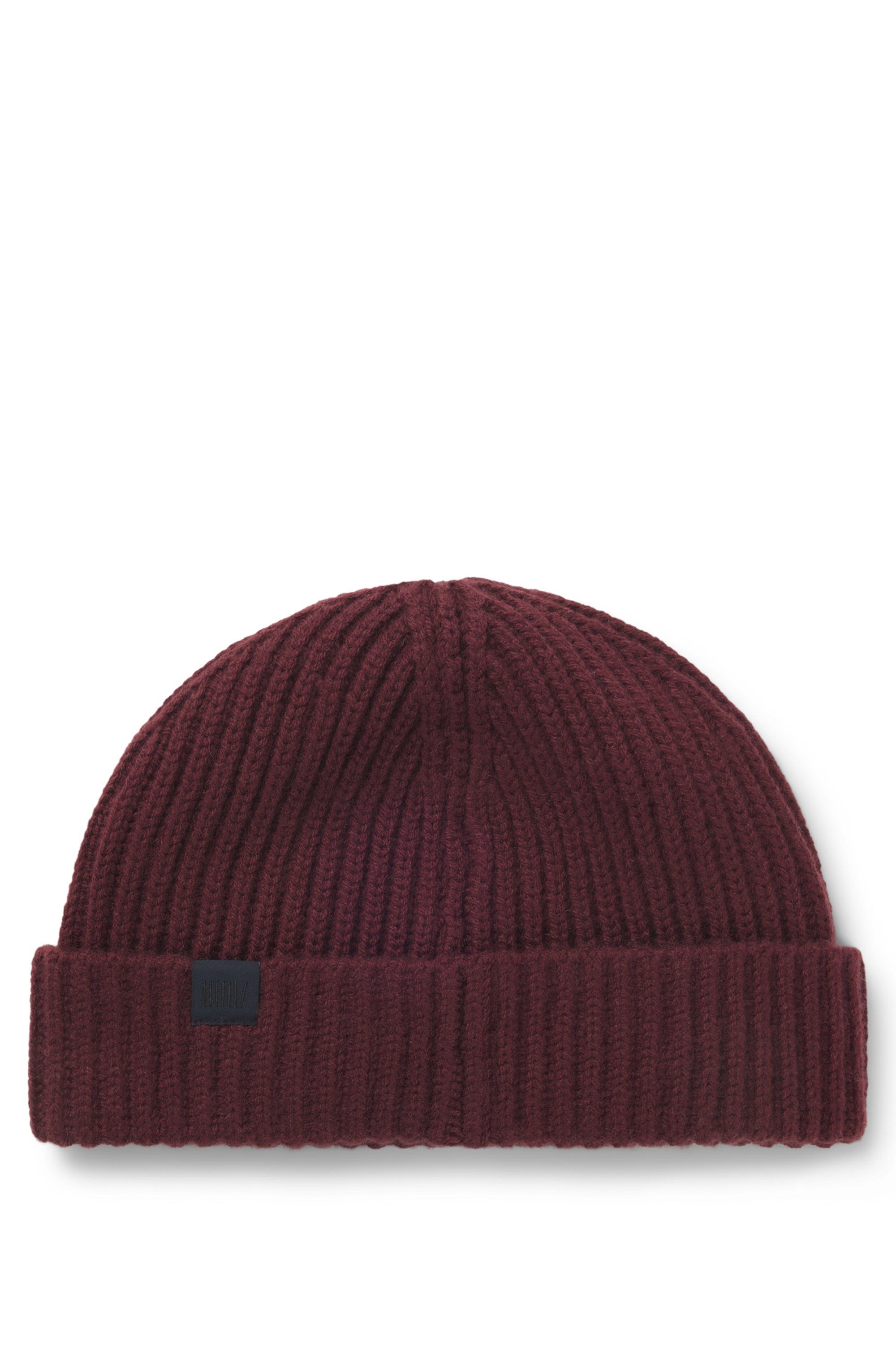 Čepice BECKHAM x BOSS z panenské vlny a kašmíru - Dark Red