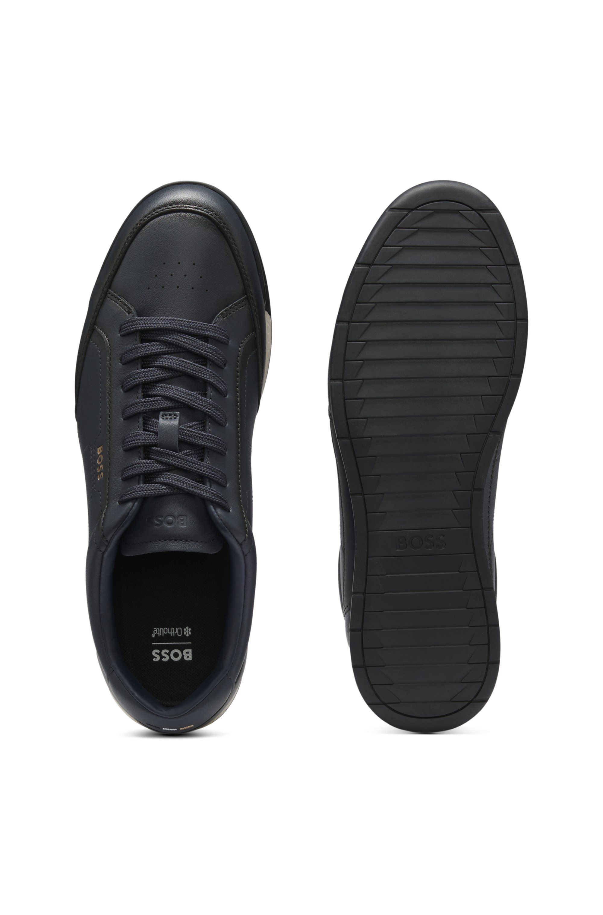 Kožené tenisky s embosovaným logem - Dark Blue