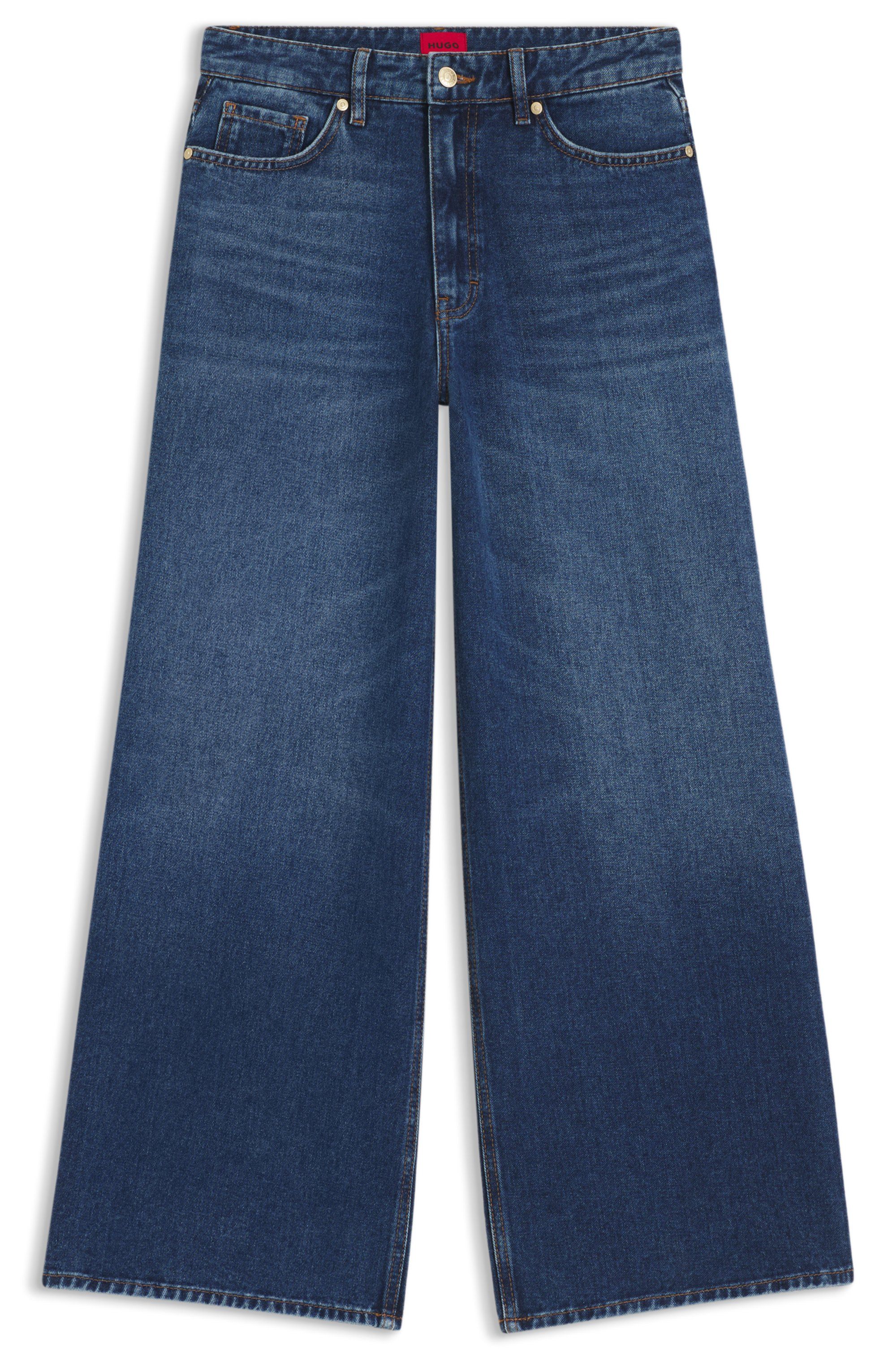 Džíny širokých nohavic z modrého pevného denimu - Bright Blue