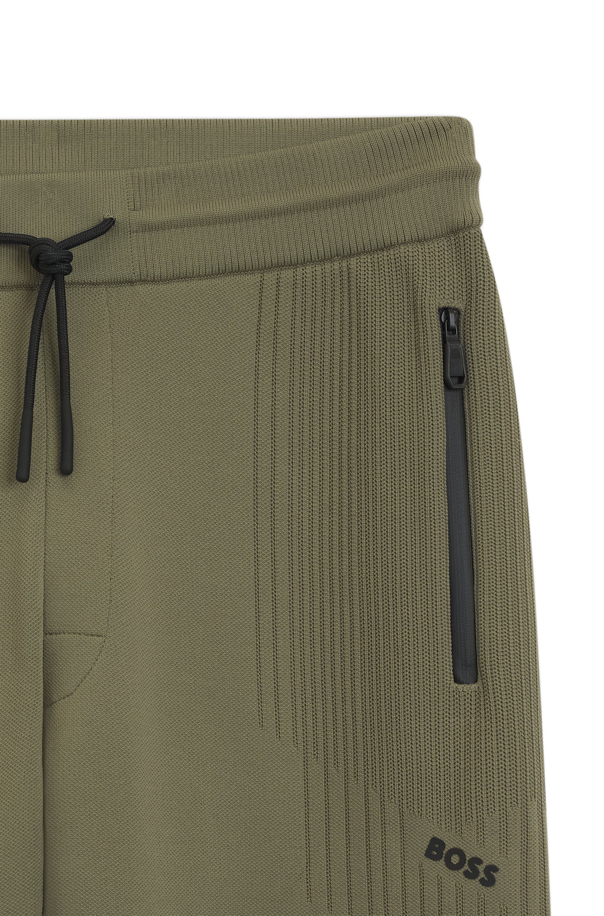 Teplákové kalhoty regular střihu s žakárovými pruhy - Dark Beige