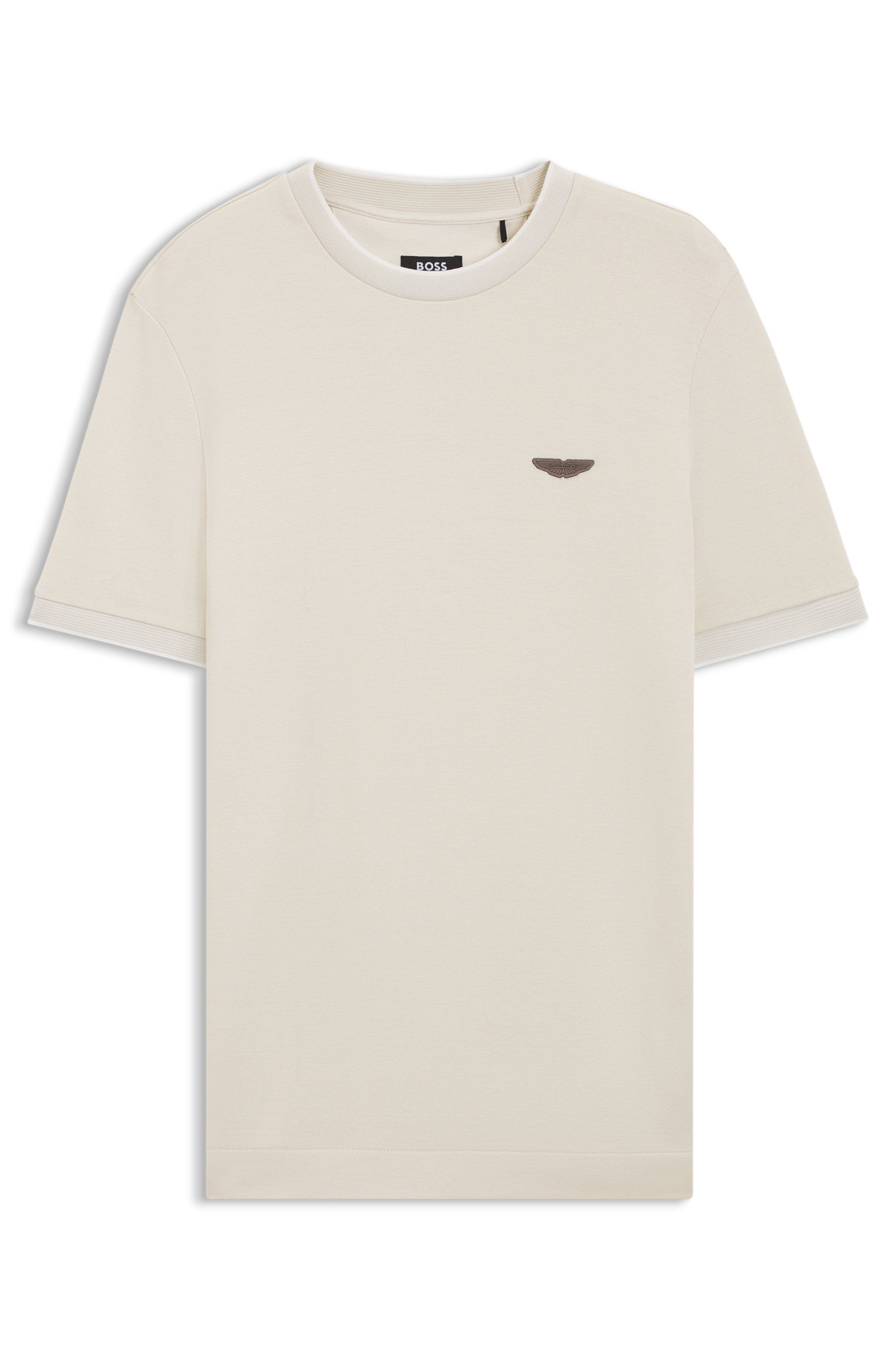 Tričko BOSS x ASTON MARTIN z žakárové vlny a bavlny - Open White