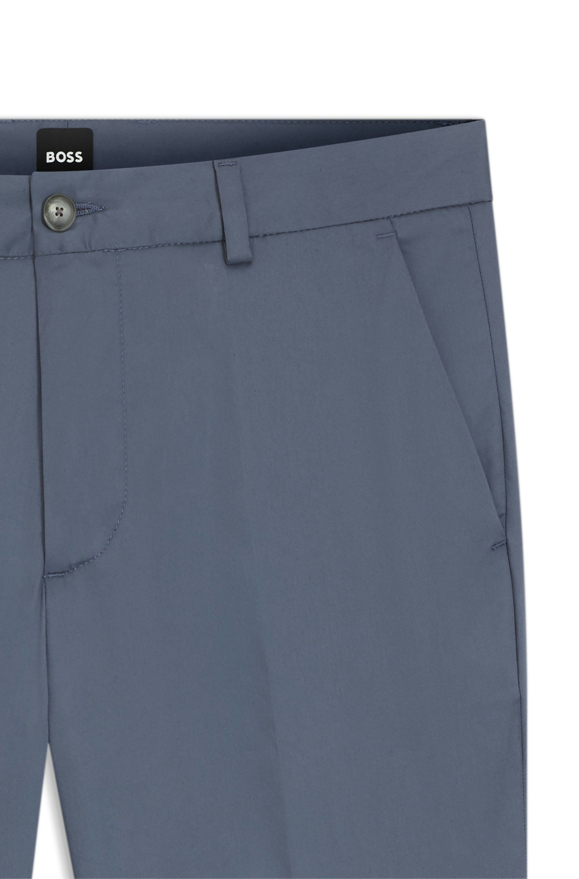 Kalhoty slim fit z bavlněné směsi, která se snadno žehlí - Open Blue