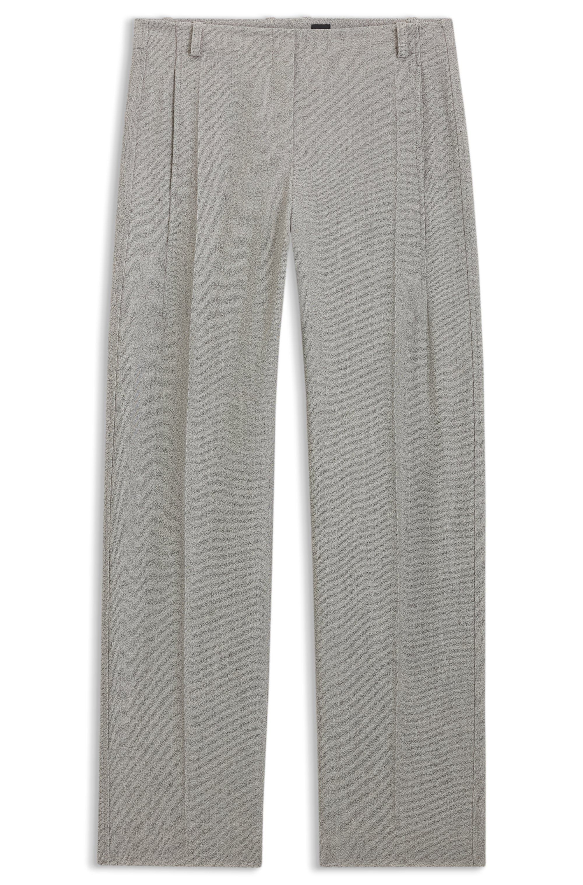 Kalhoty regular střihu z kepru pro elegantní vzhled - Silver