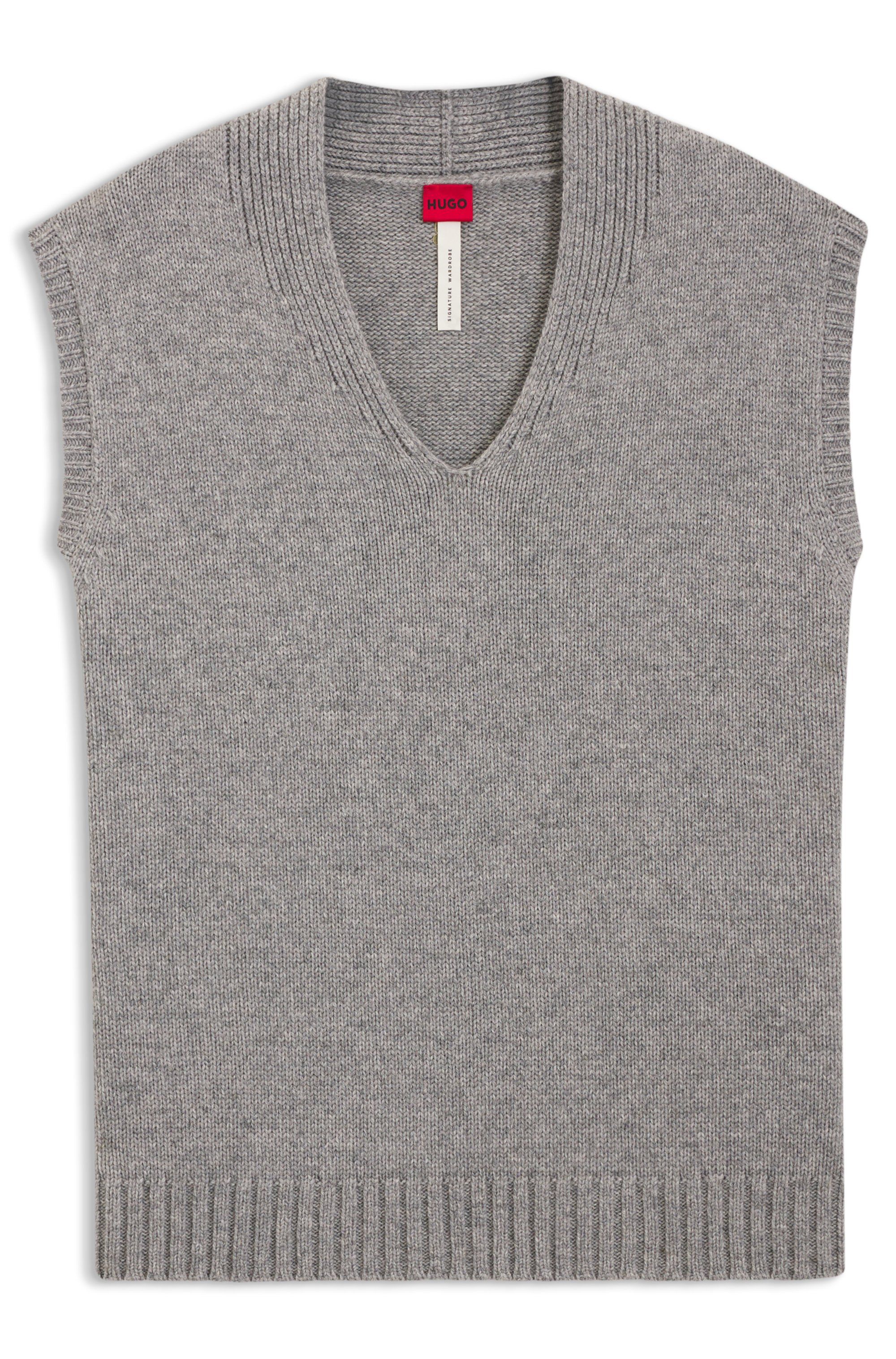 Svetr bez rukávů ze směsi vlny - Open Grey