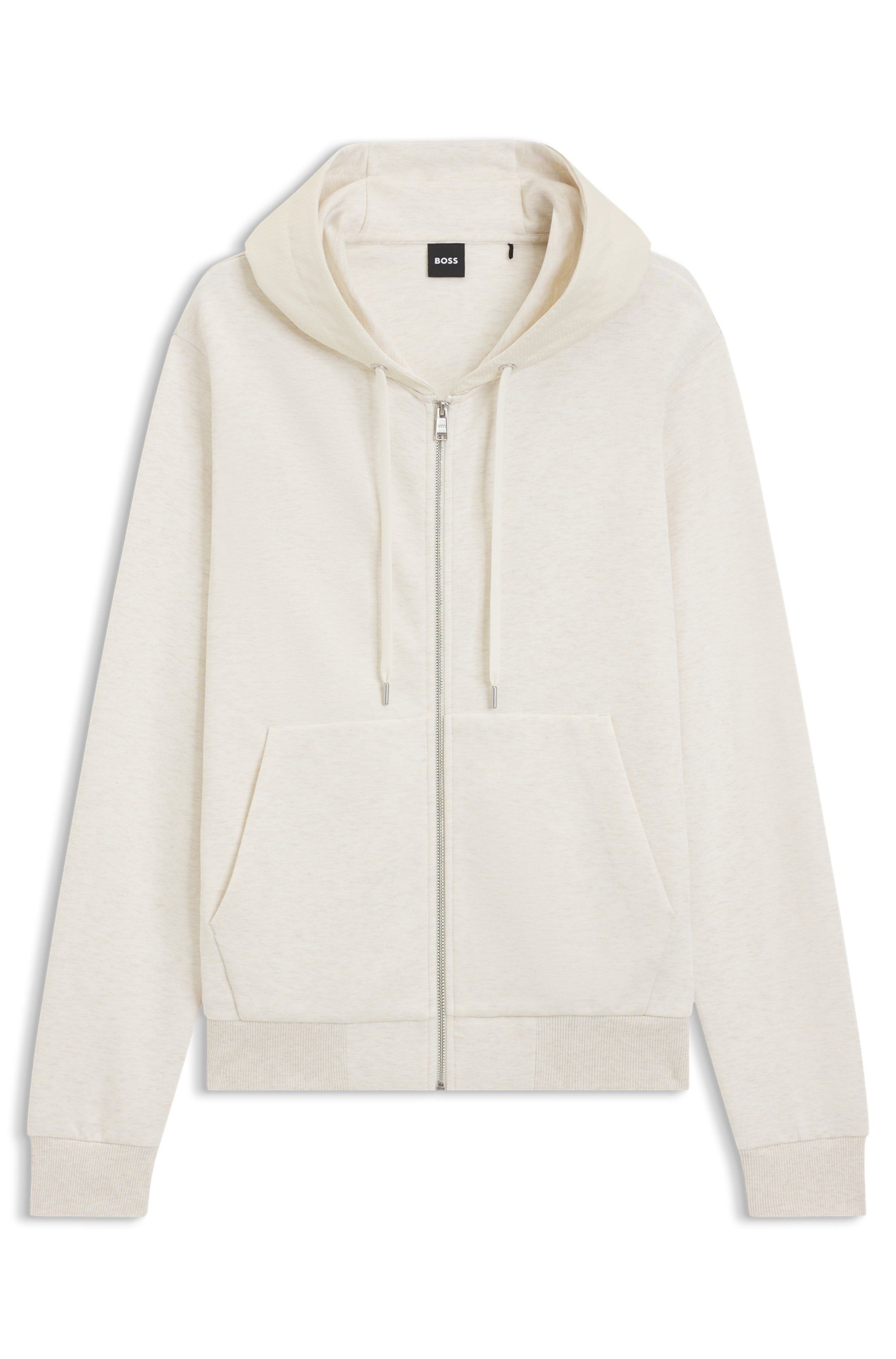 Mikina na zip s kapucí s monogramem - Open White