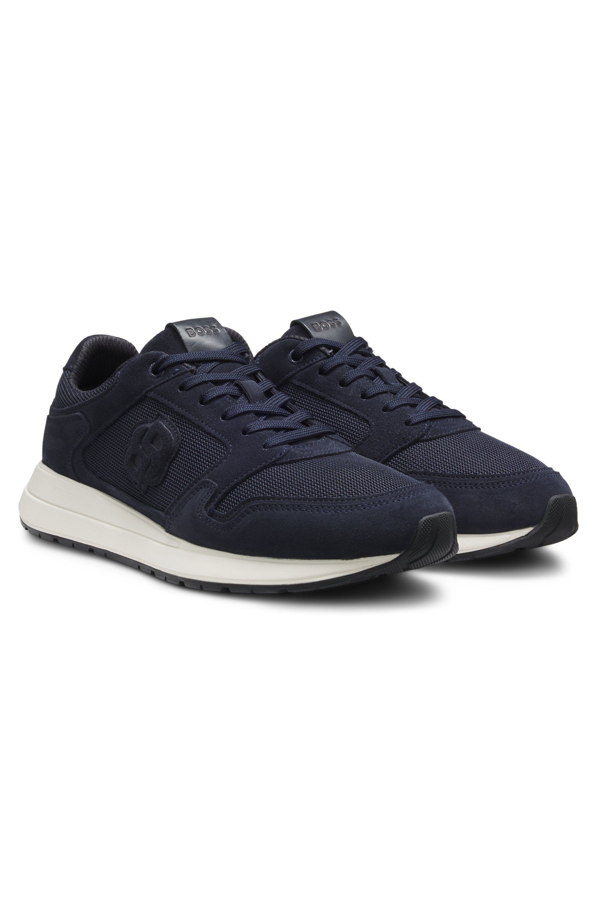 Semišové tenisky s monogramem Double B - Dark Blue